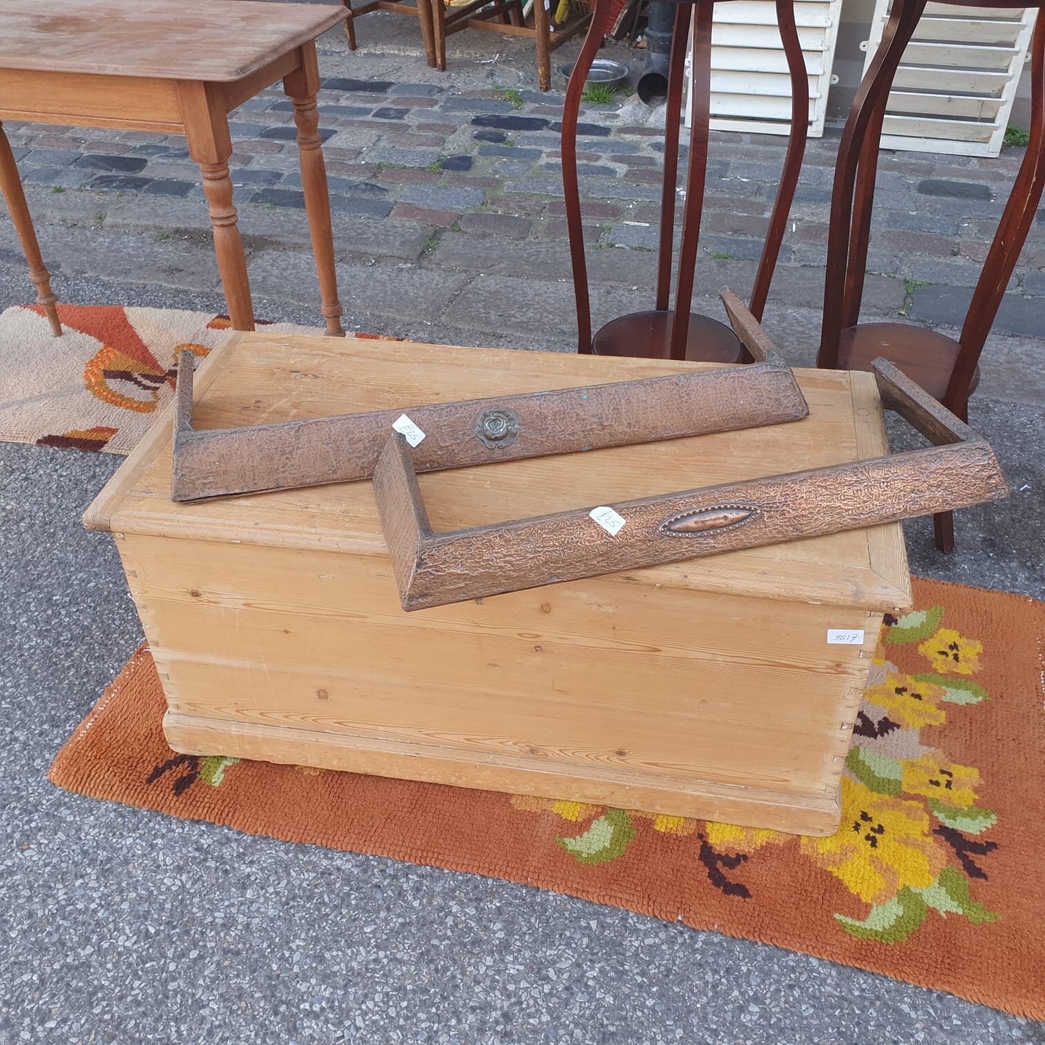 £25 each 2 copper clad fire curbs small - 71cm wide x 25cm deep bigger 81cm wide x 25cm deep