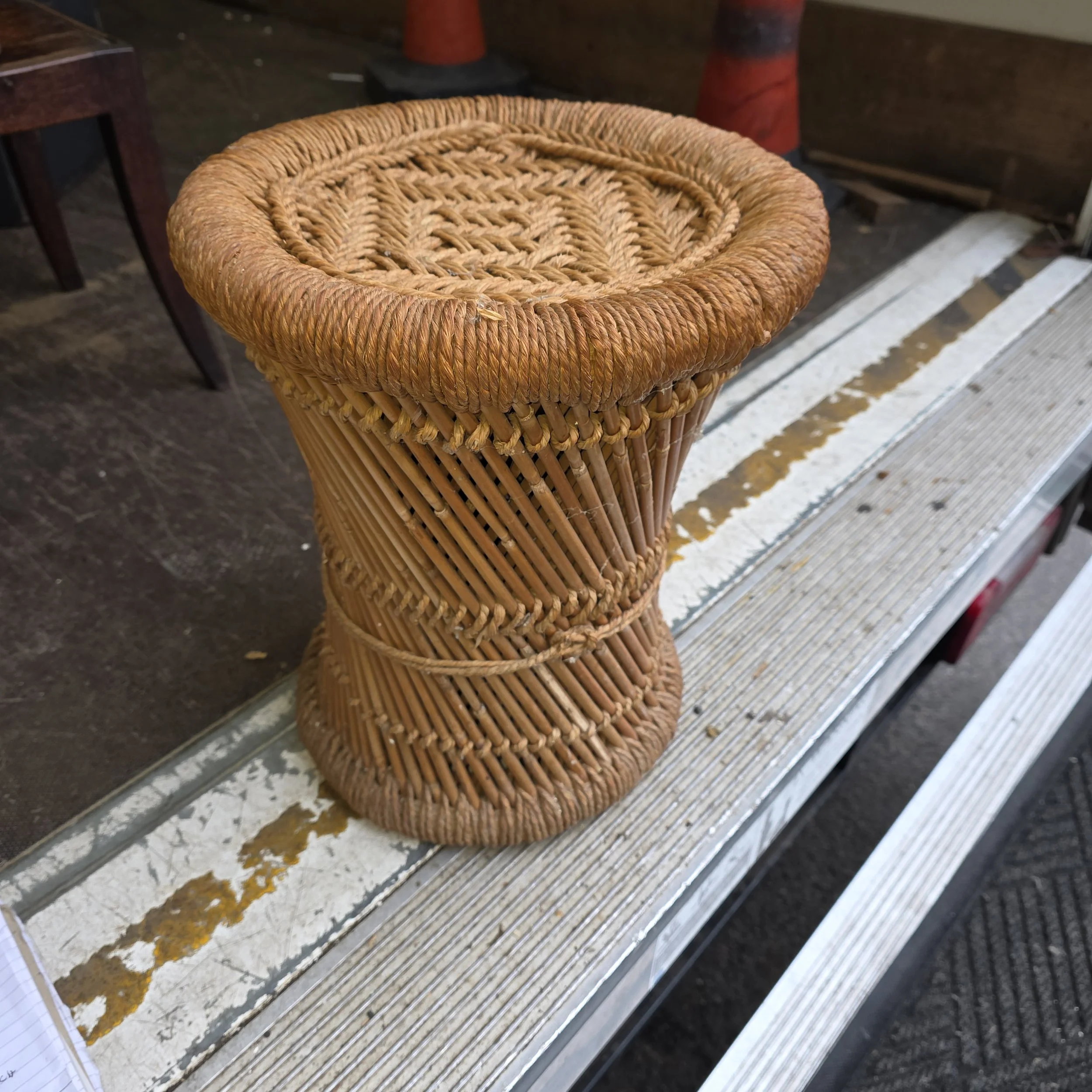 £20 - cane stool 39cm tall