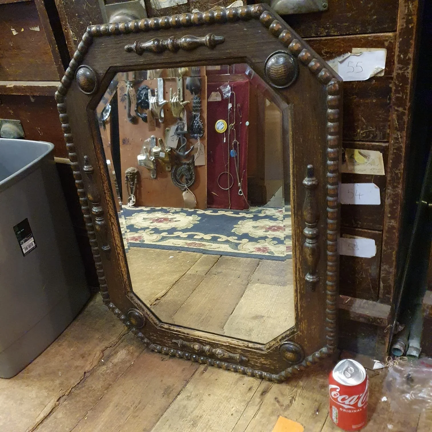 £55 - oak mirror 52cm by 68cm
