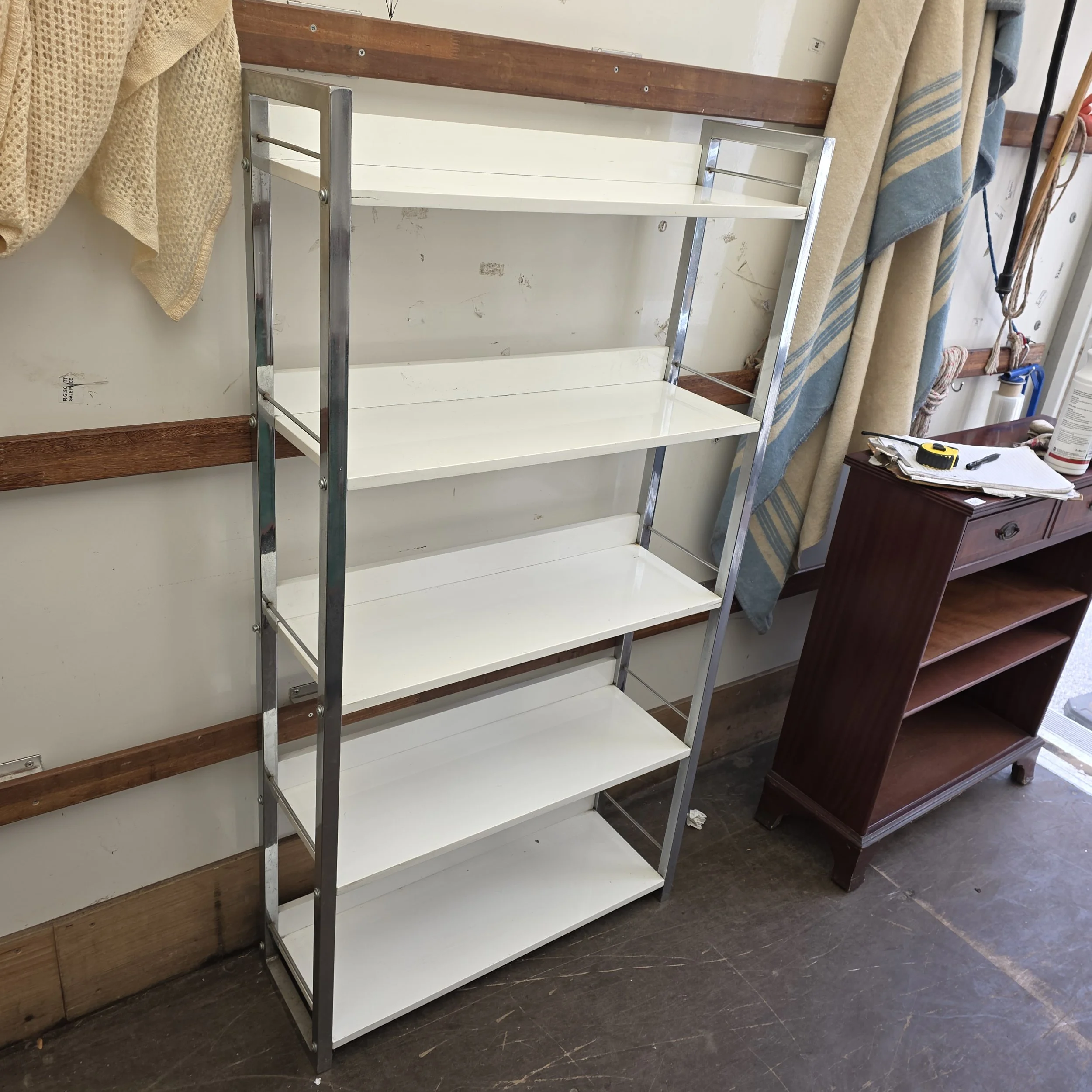 £35 - shelving unit - 77cm wide 26cm deep 146cm high