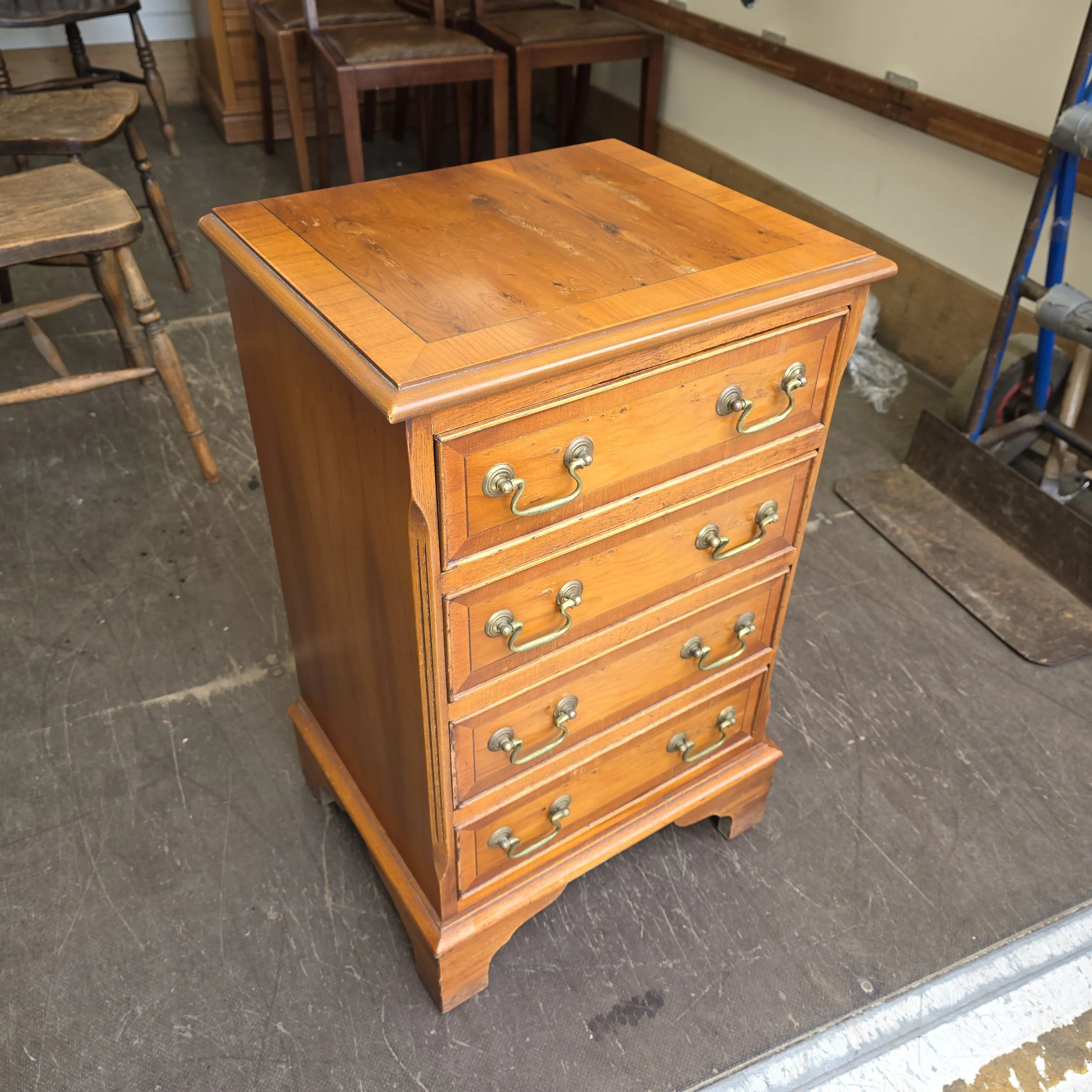 £85 - yew chest of drawers  - 45cm wide 37cm deep 72cm high