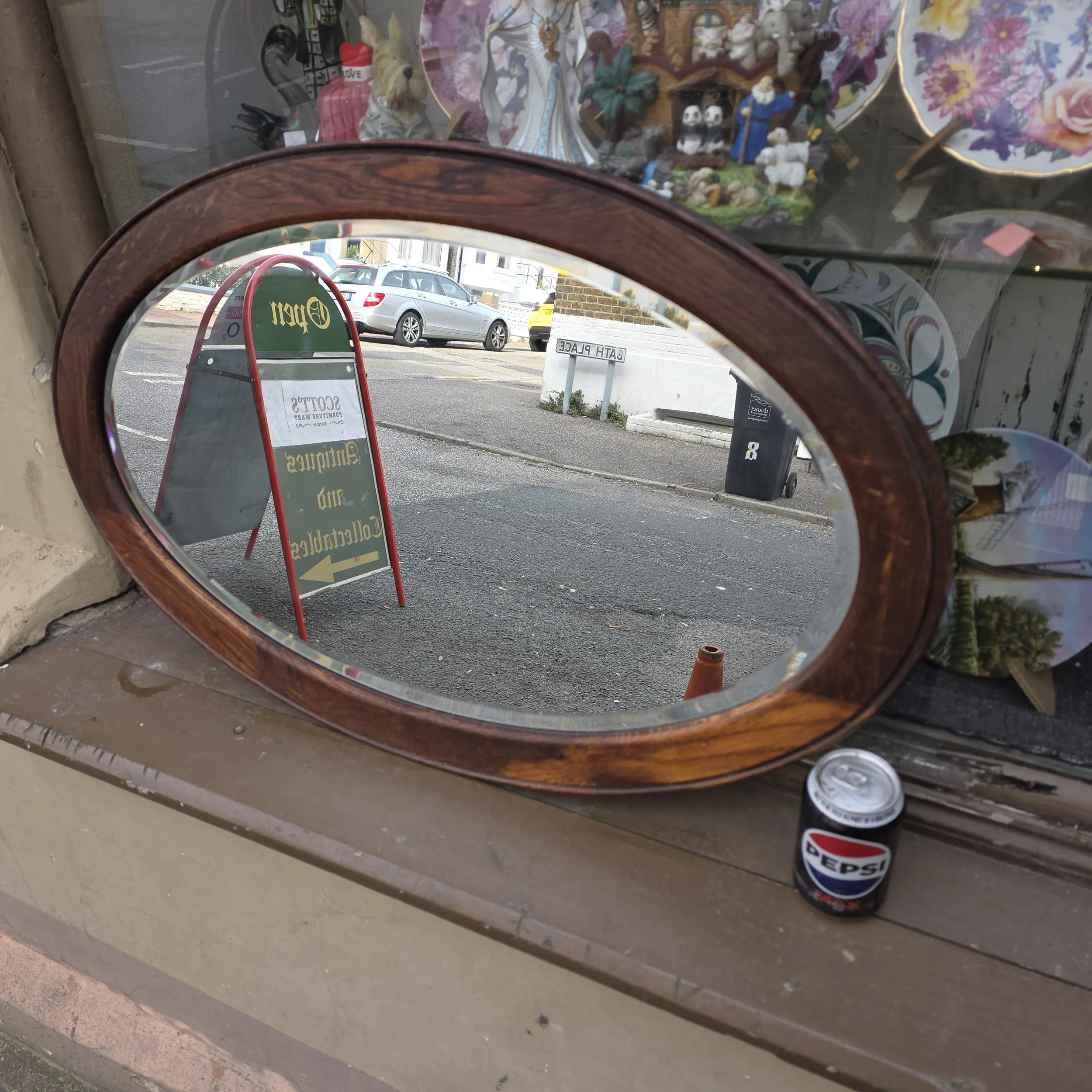 £35 - oak oval mirror  - 77cm by 50cm