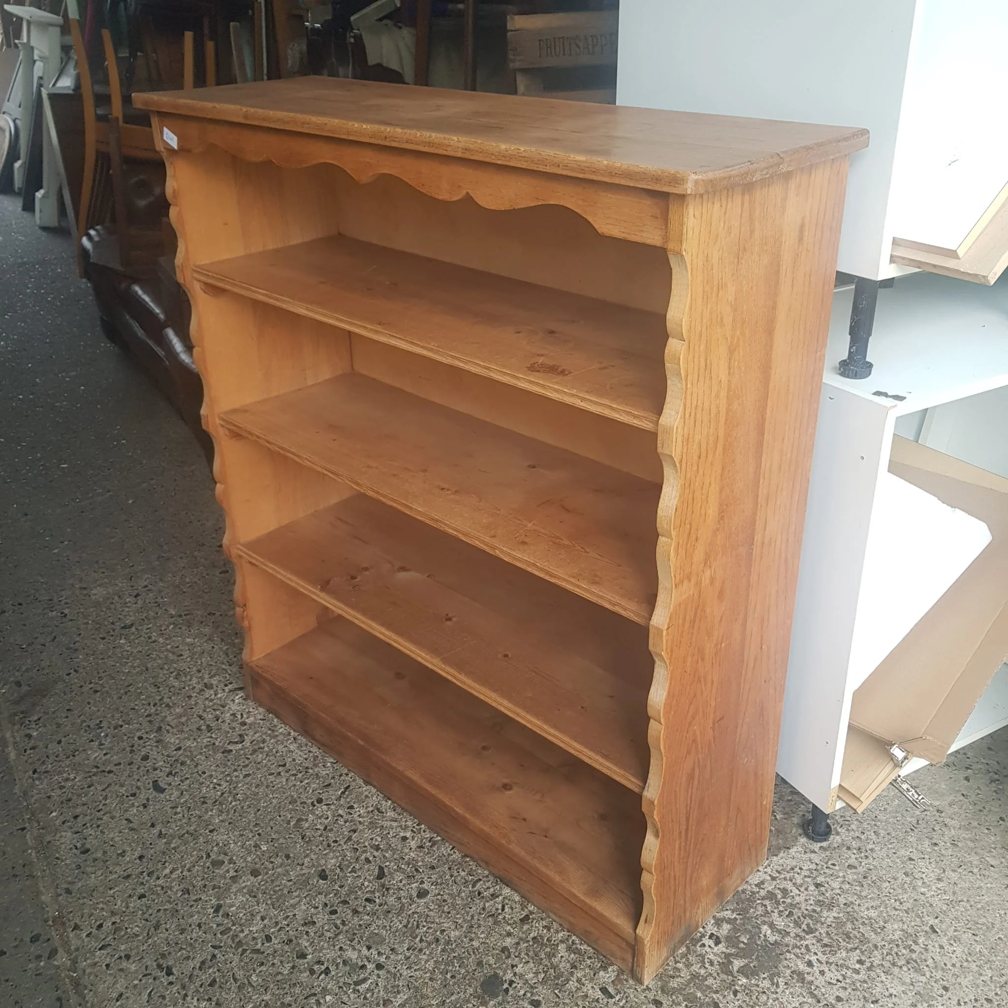 £125 - oak open bookshelf - 111cm wide 37cm deep 122cm high