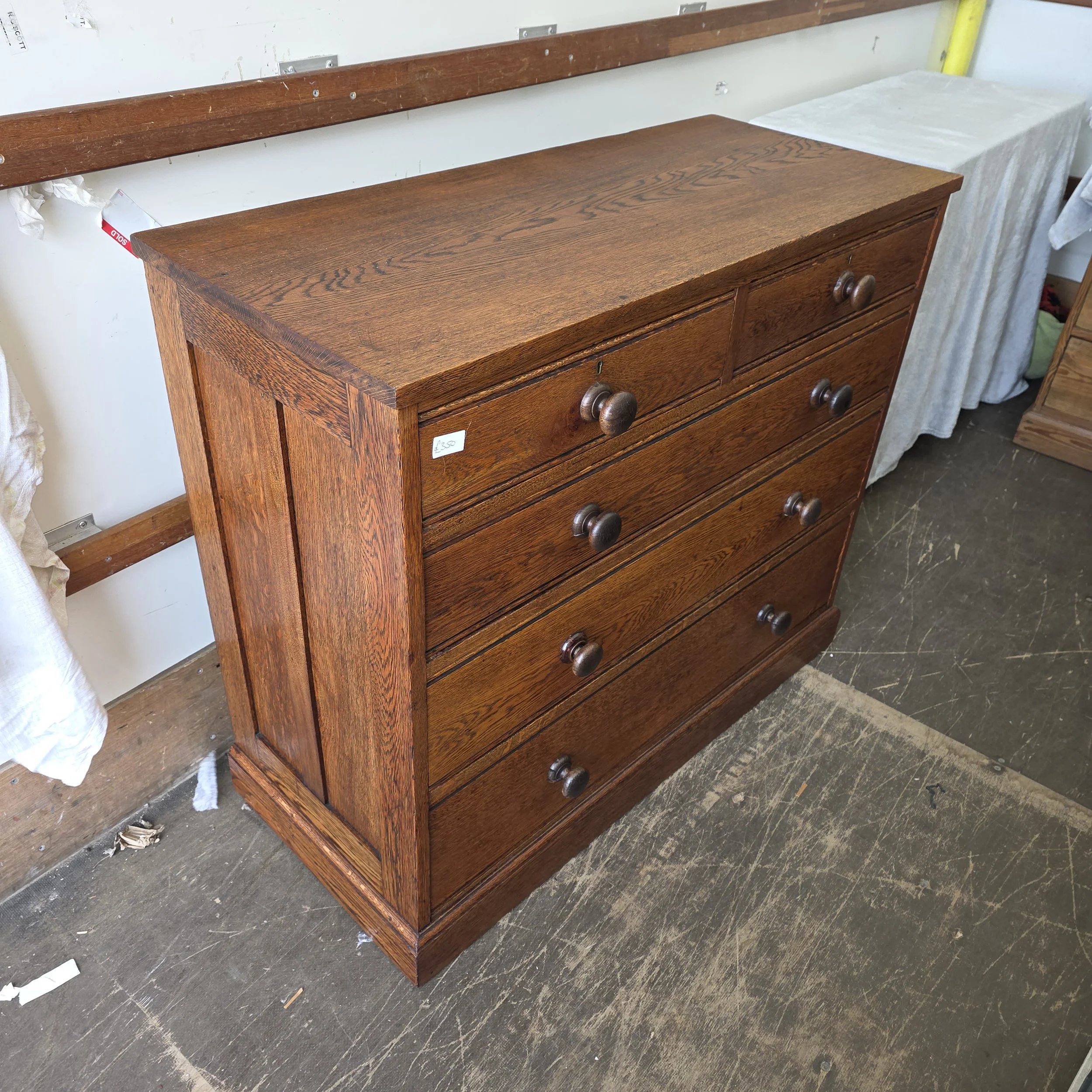 £350 - oak chest of drawers antique  - 105cm wide 46cm deep 91cm high
