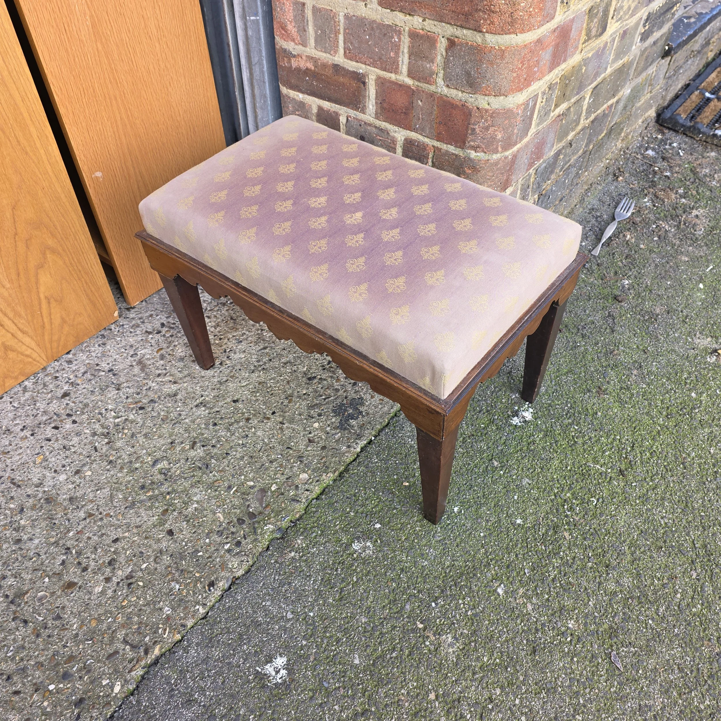 £40 - upholstered stool 57cm wide 35cm deep 37cm high
