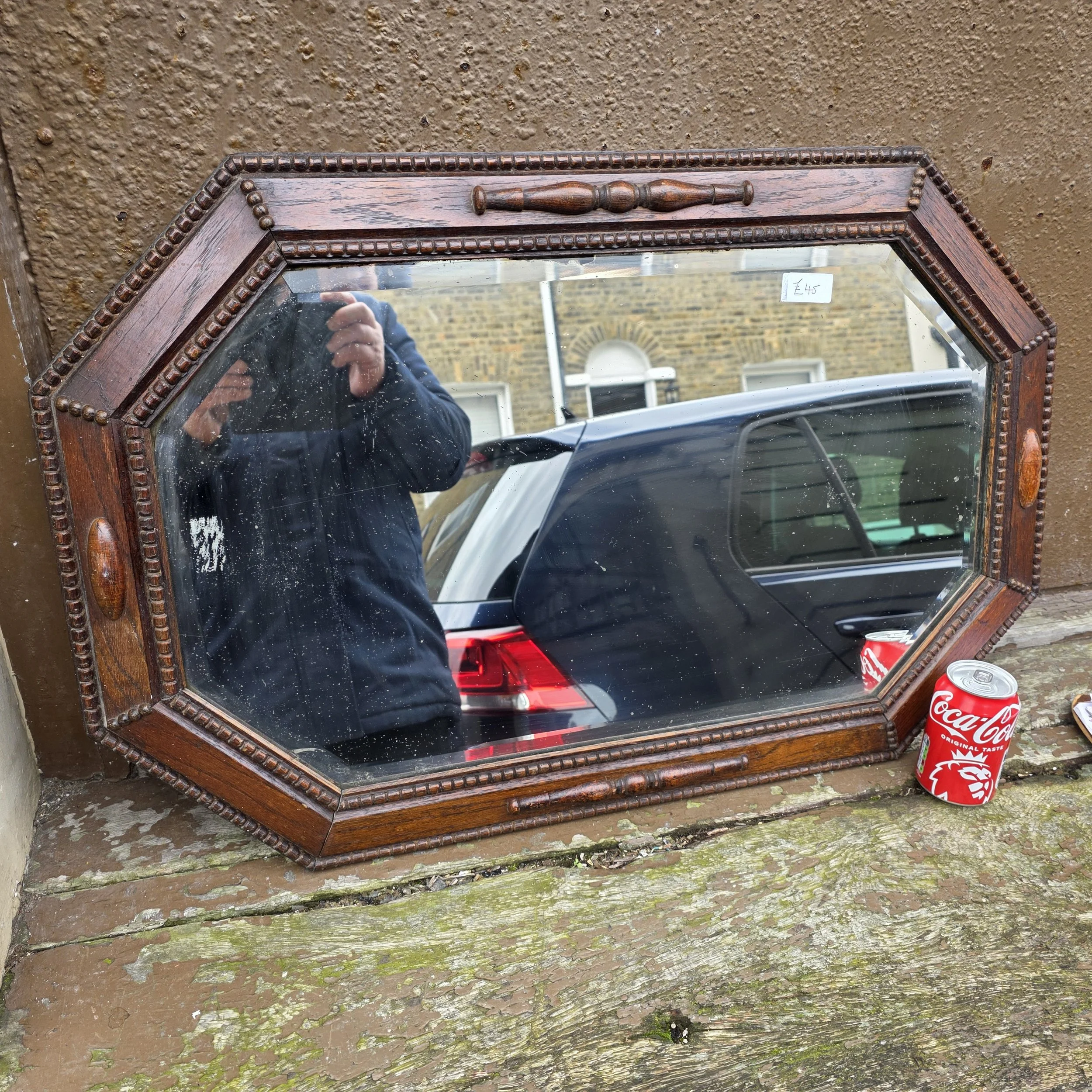 £45 - oak framed  mirror 81cm by 54cm