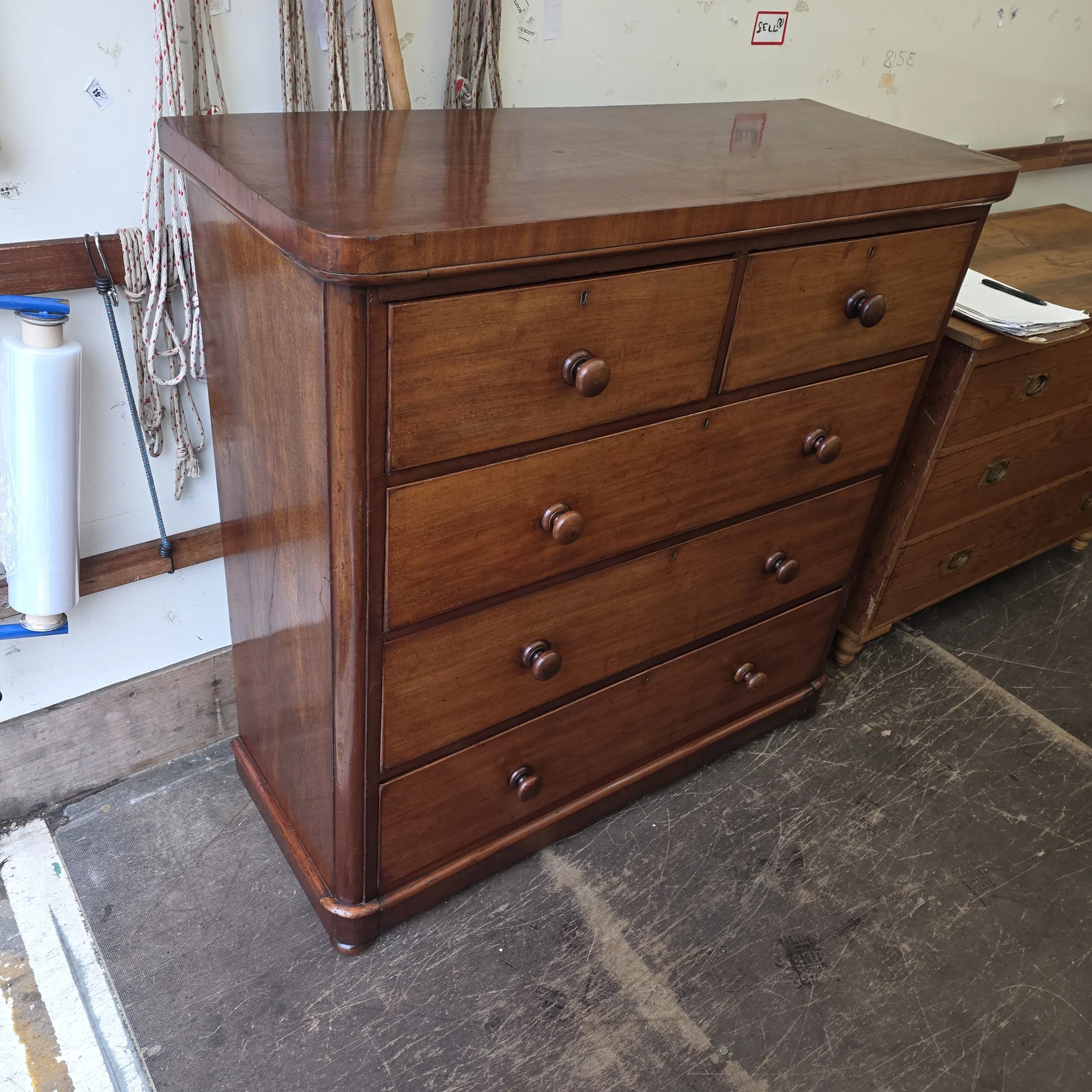 £360 - mahogany antique chest of drawers  - 120cm wide 48cm deep 120cm high