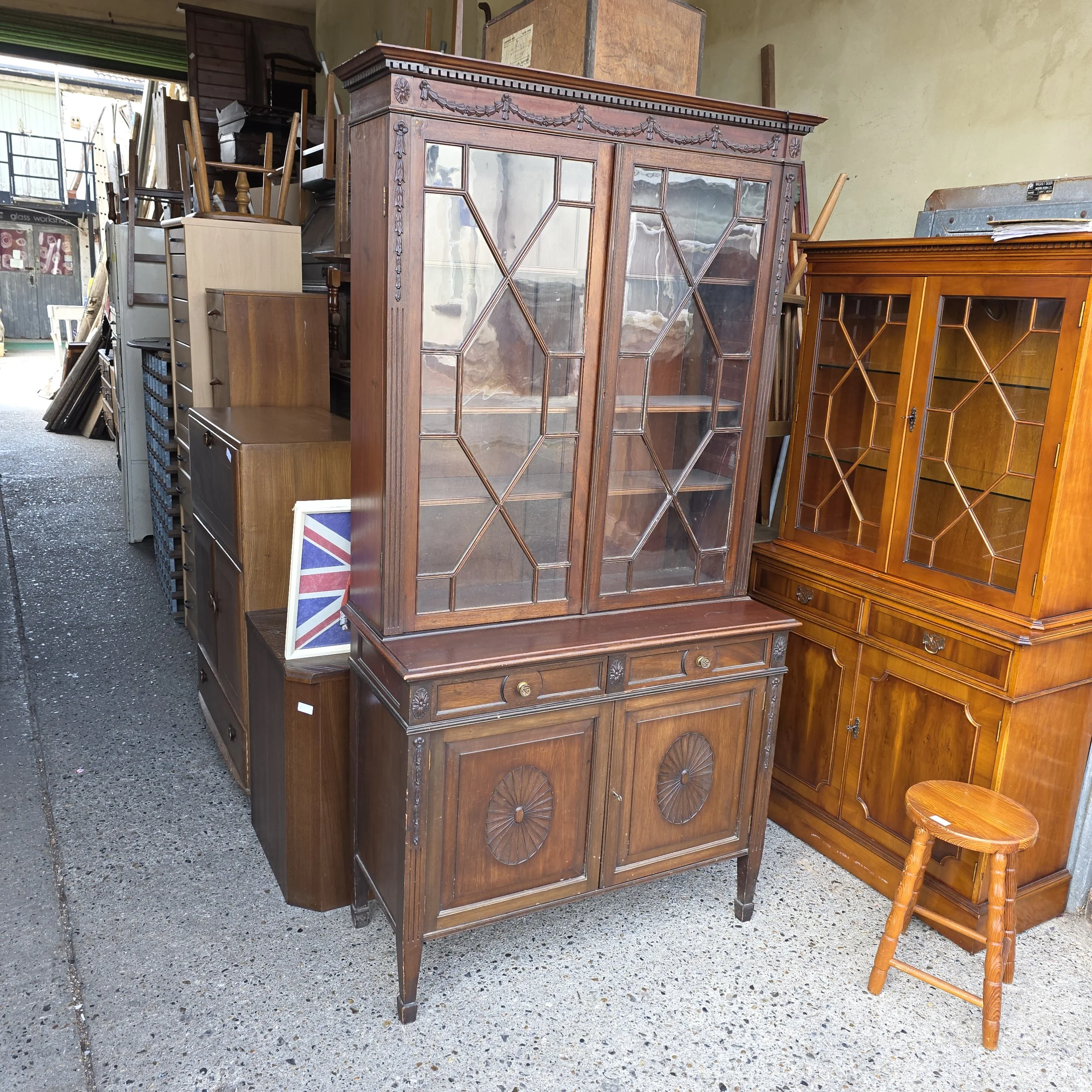 £185 - chiffonier bookcase  - 98cm wide 43cm deep 191cm high -  small fault