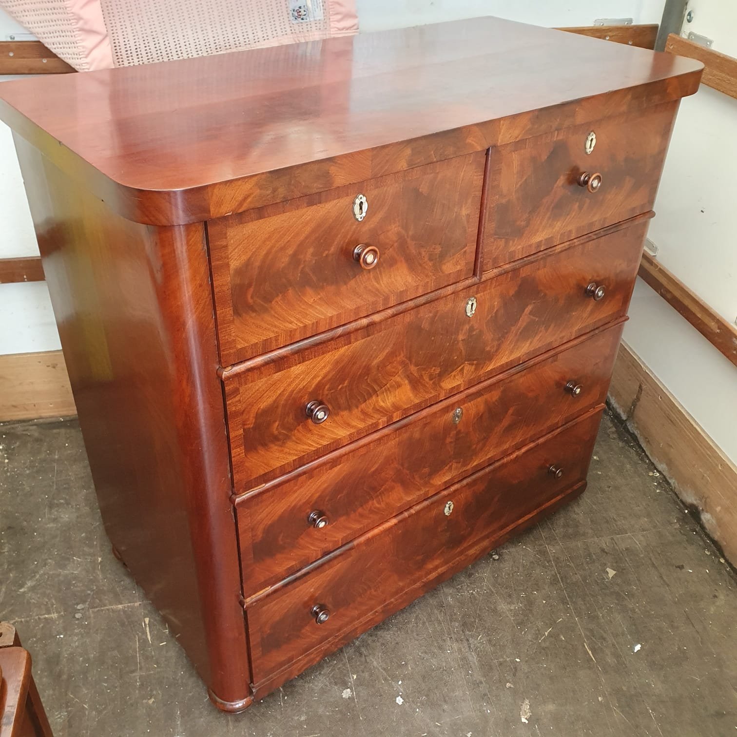 £365 - mahogany antique chest of drawers  - 112cm wide 59cm deep 107cm high