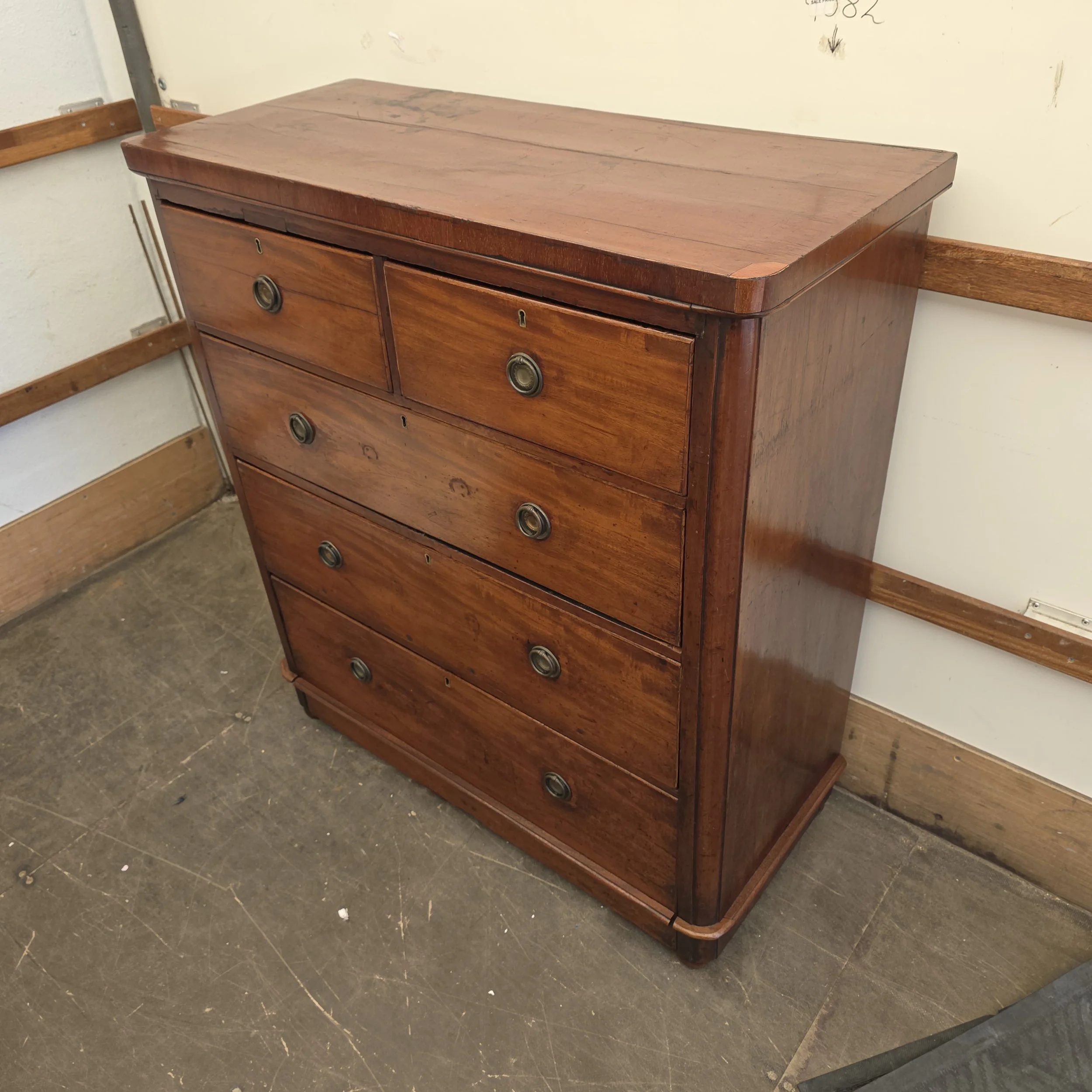 £265 - antique mahogany chest of drawers -  103cm wide 46cm deep 104cm high