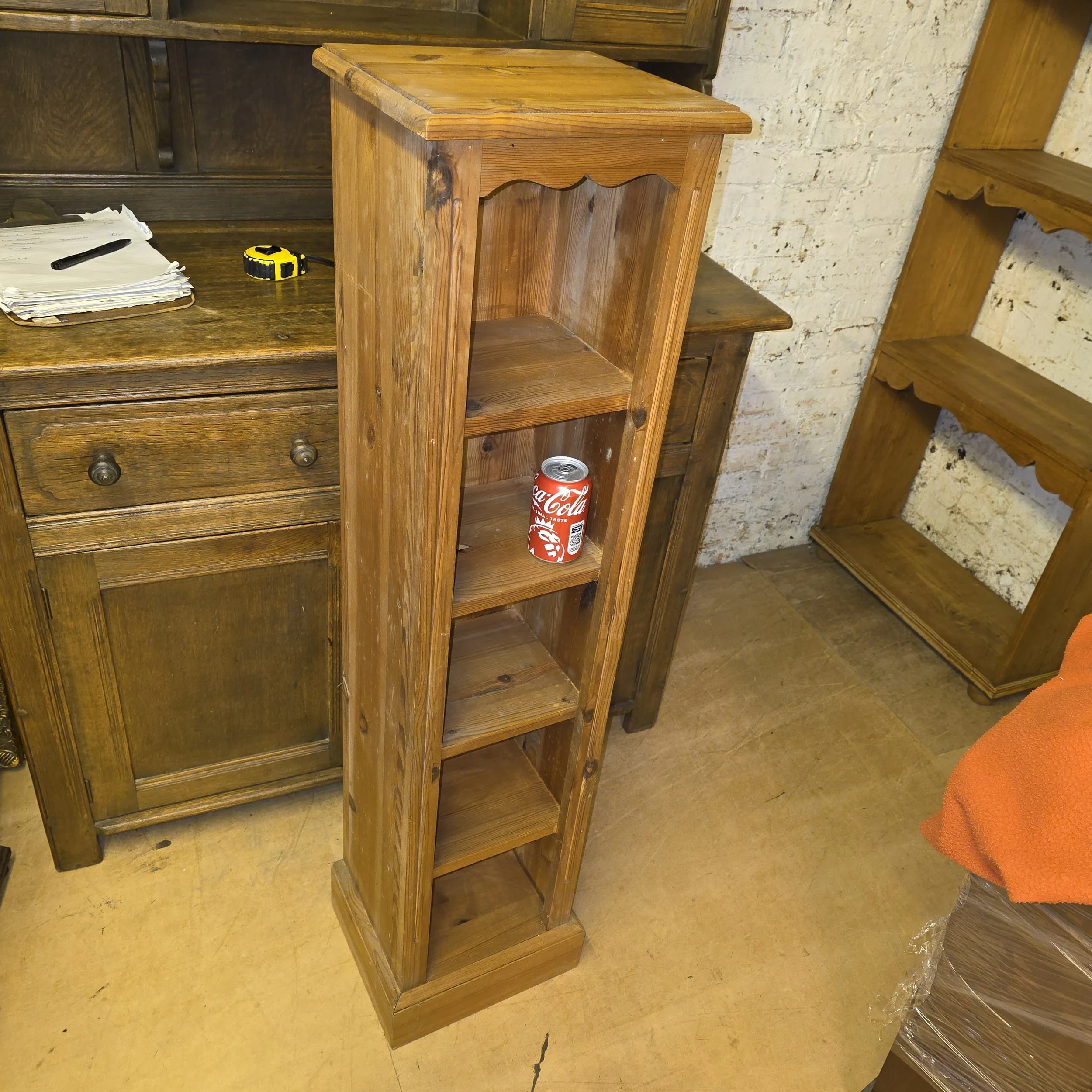£45 - pine bookcase - 31cm wide 27cm deep 129cm high