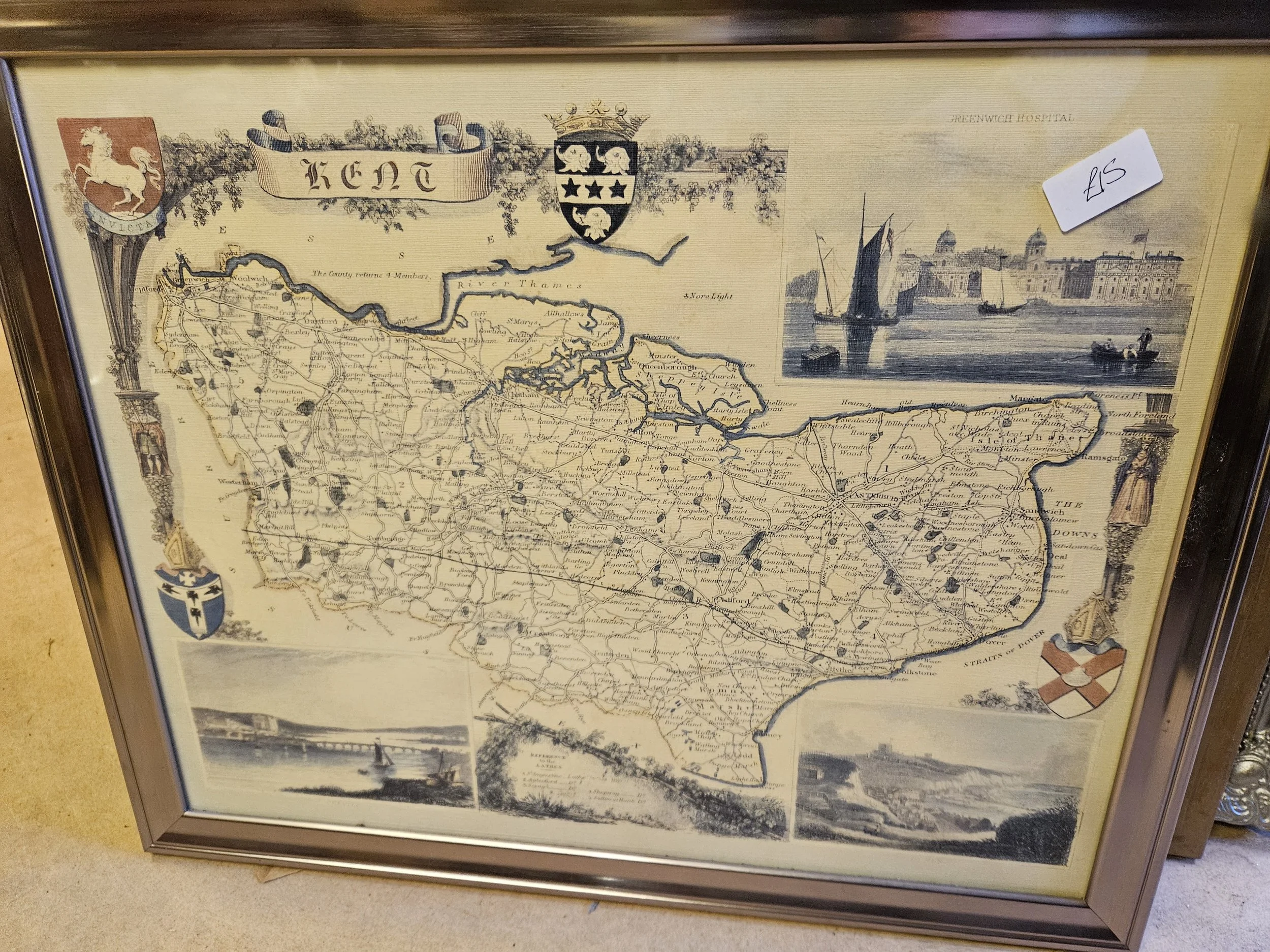 £15 map of kent in a frame
