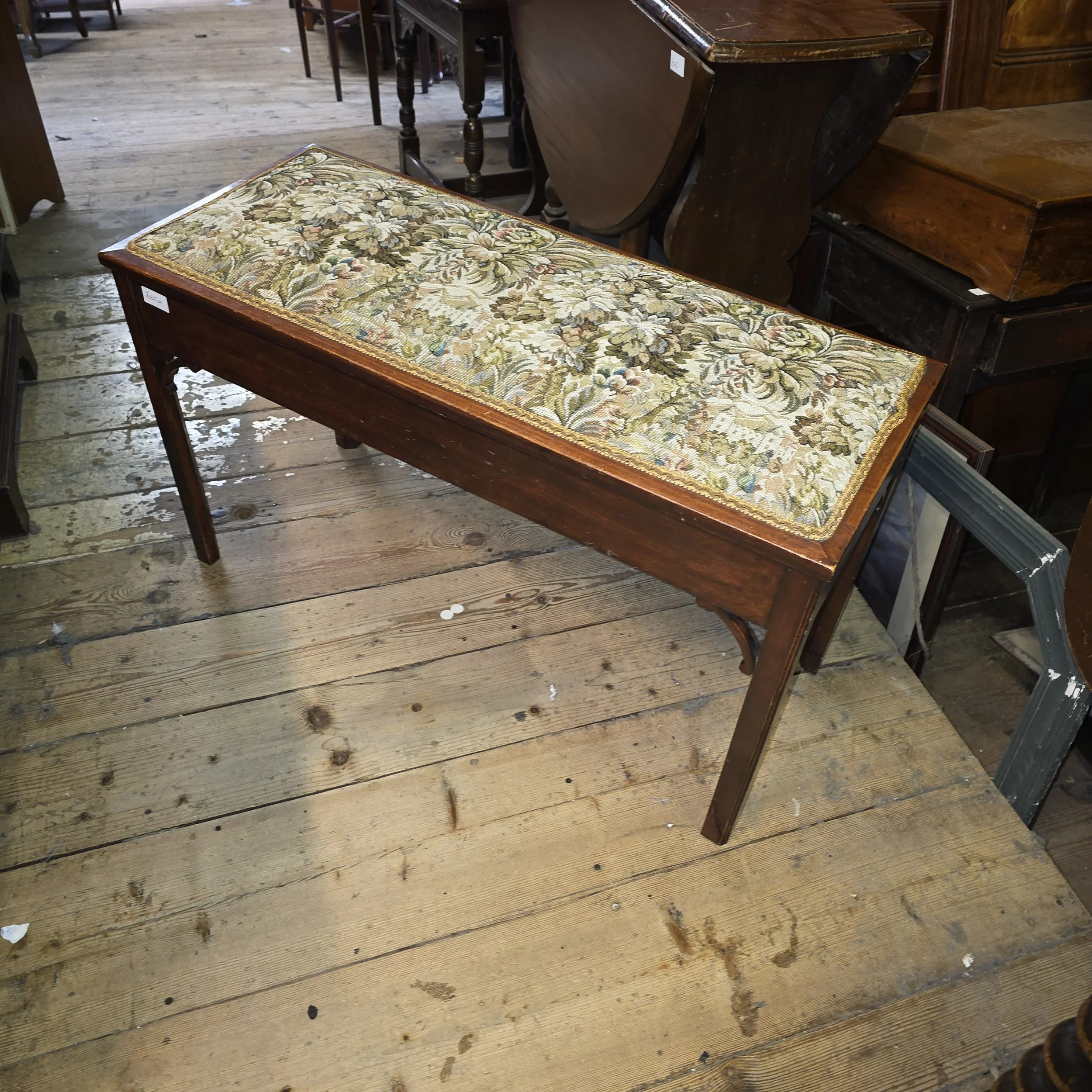 £65 - duet piano stool - 89cm wide 37cm deep 53cm high - small fault