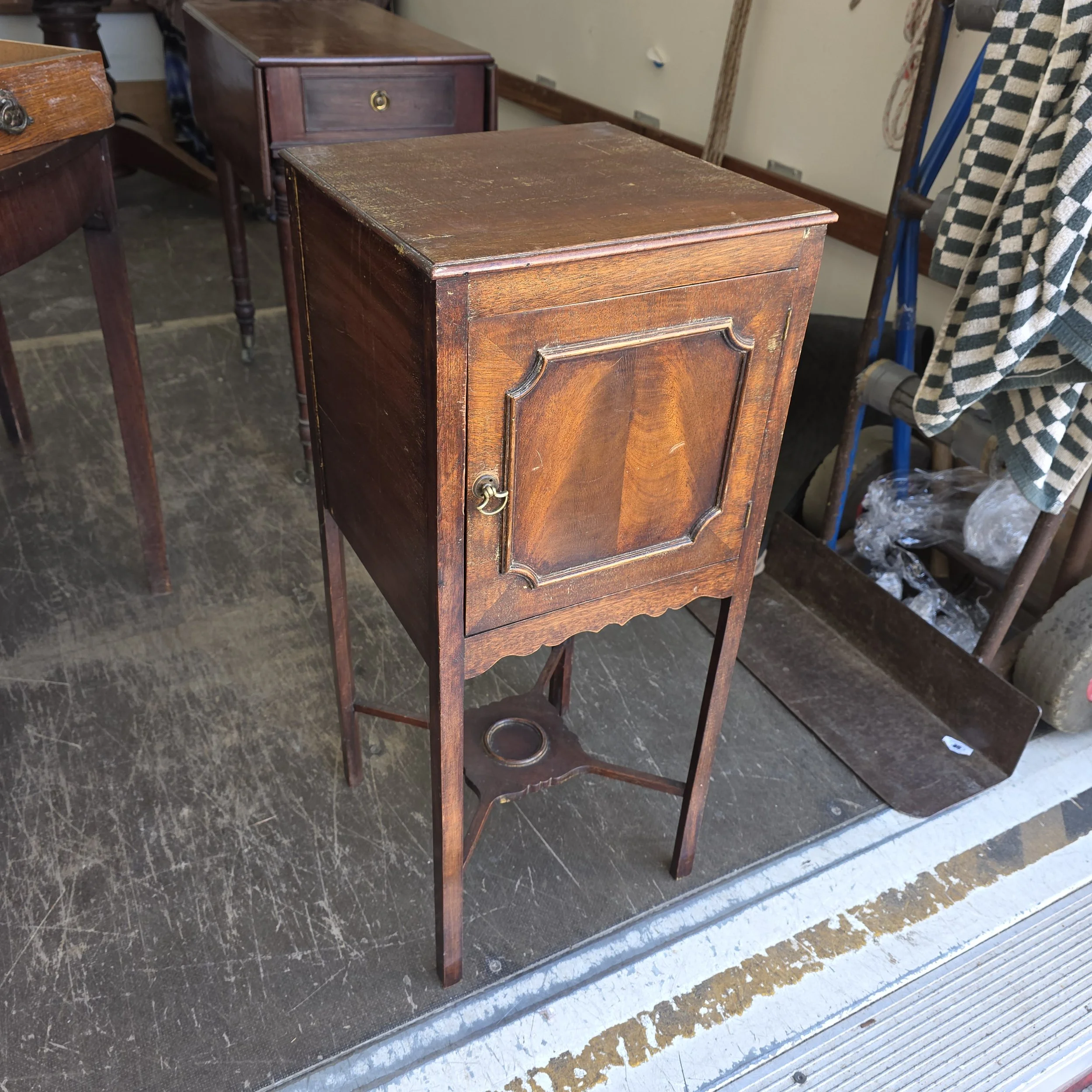 £70 - bedside cabinet mahogany antique - 33cm across 77cm high