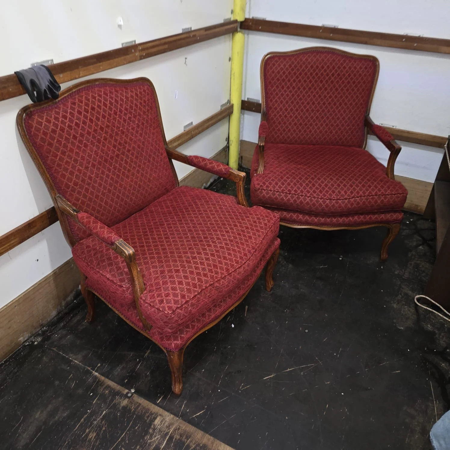 £65 each - french style open arm armchairs