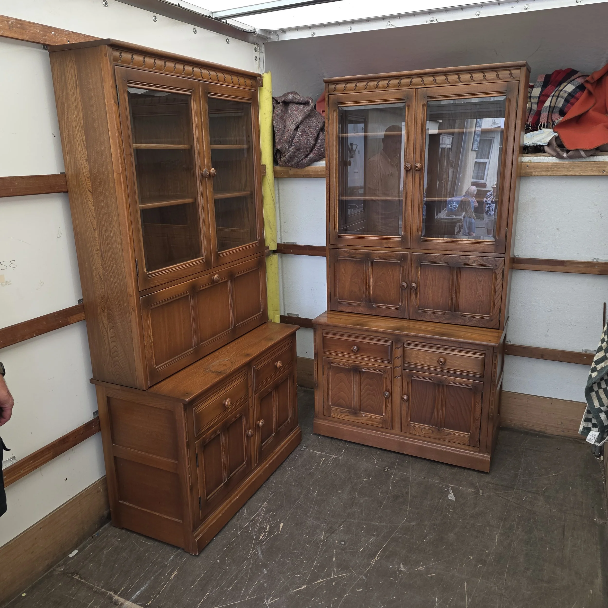£135 - 2 ercol cabinets - 98cm wide 50cm deep 197cm high