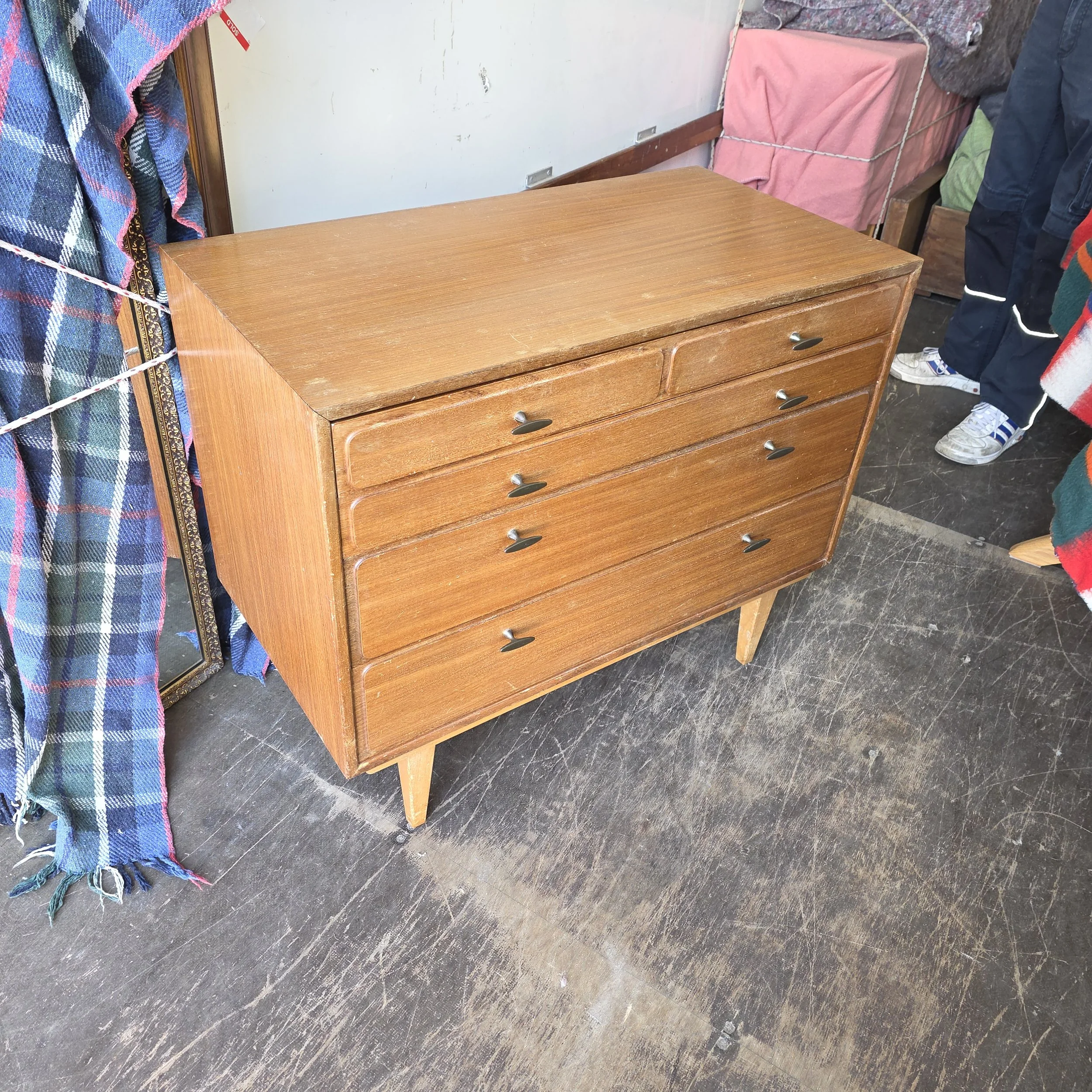 £150 - teak  chest of drawers  - 84cm wide 44cm deep 70cm high