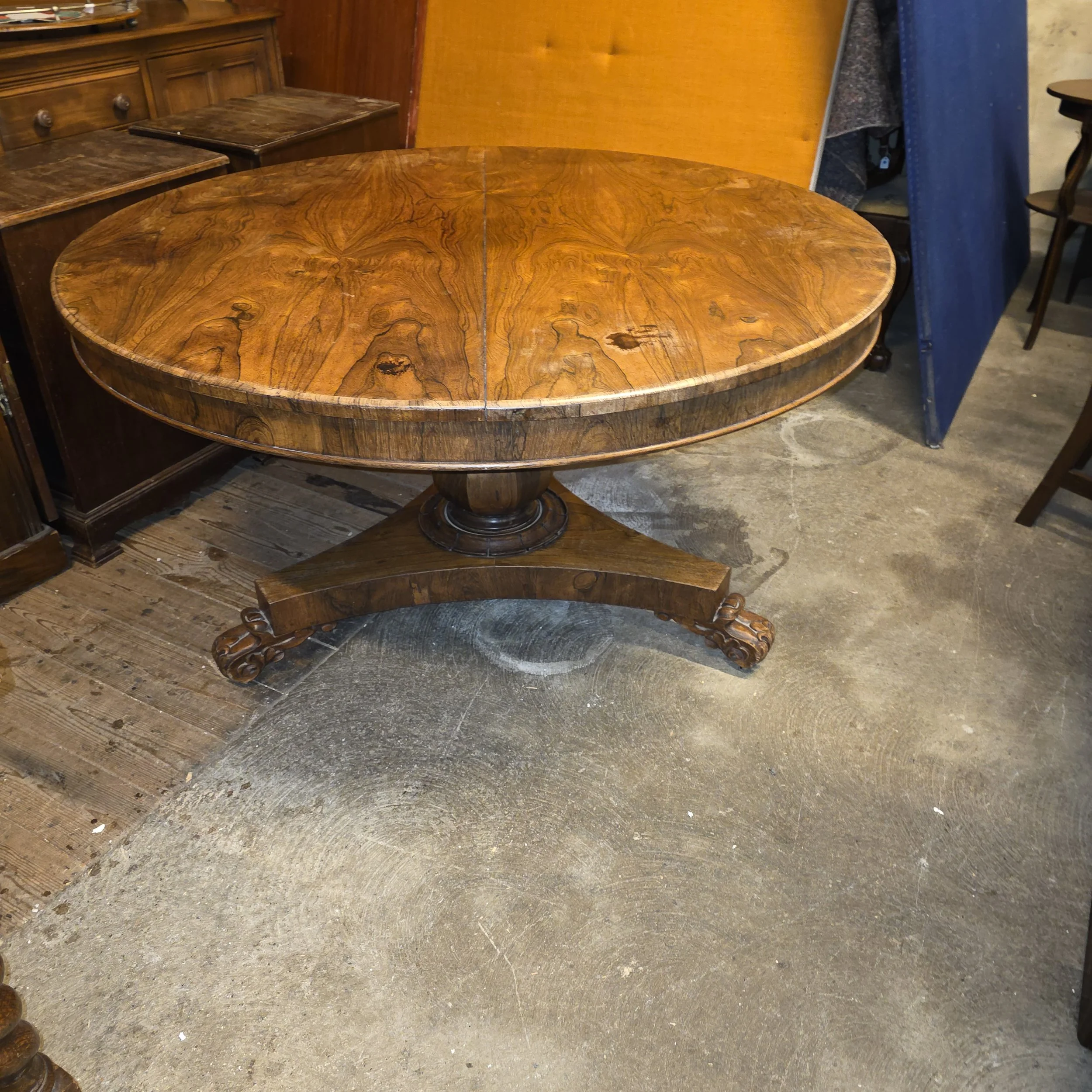£295 - antique rosewood flip top table - 133cm across 73cm high