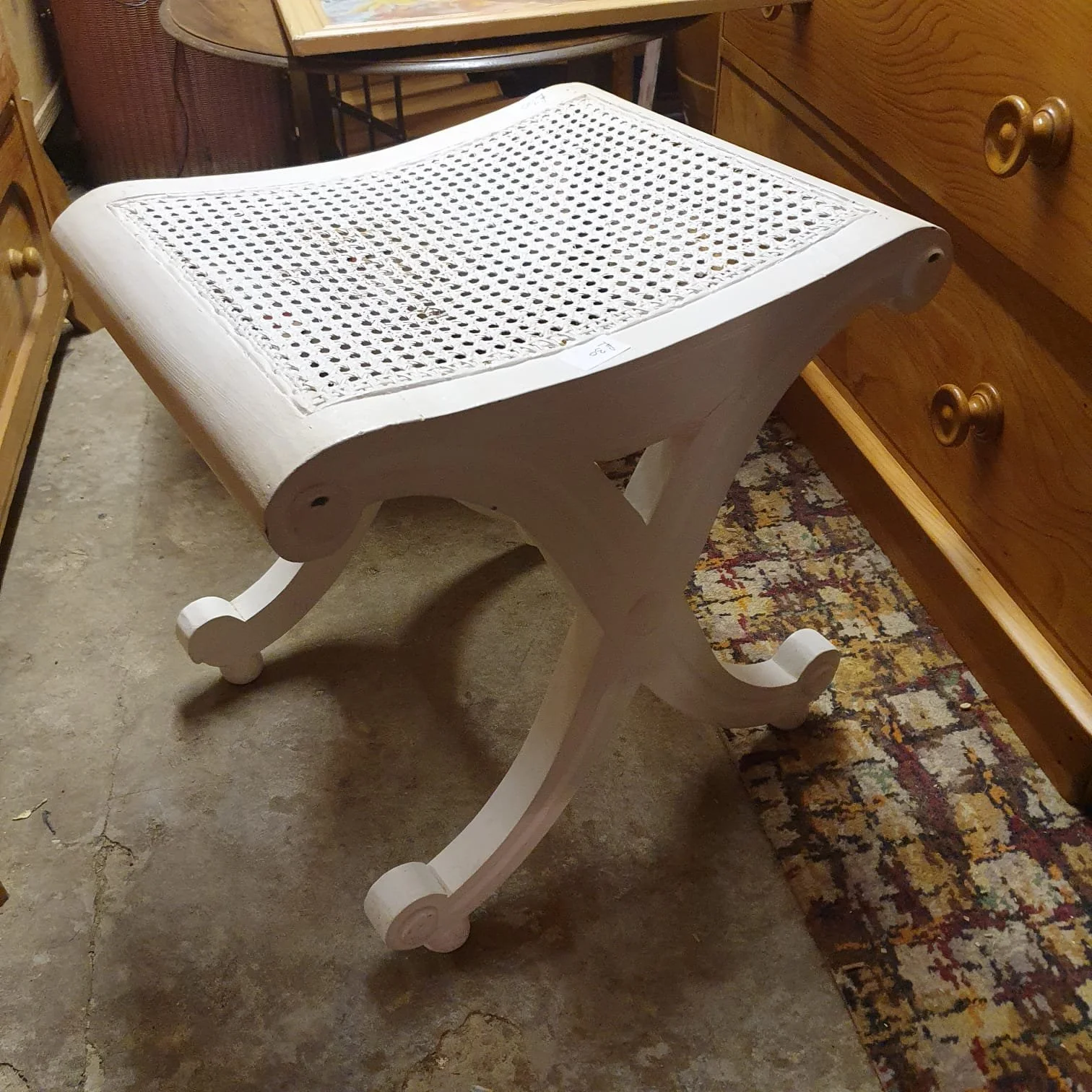 £30 - X framed stool -  49cm wide 40cm deep 46cm high
