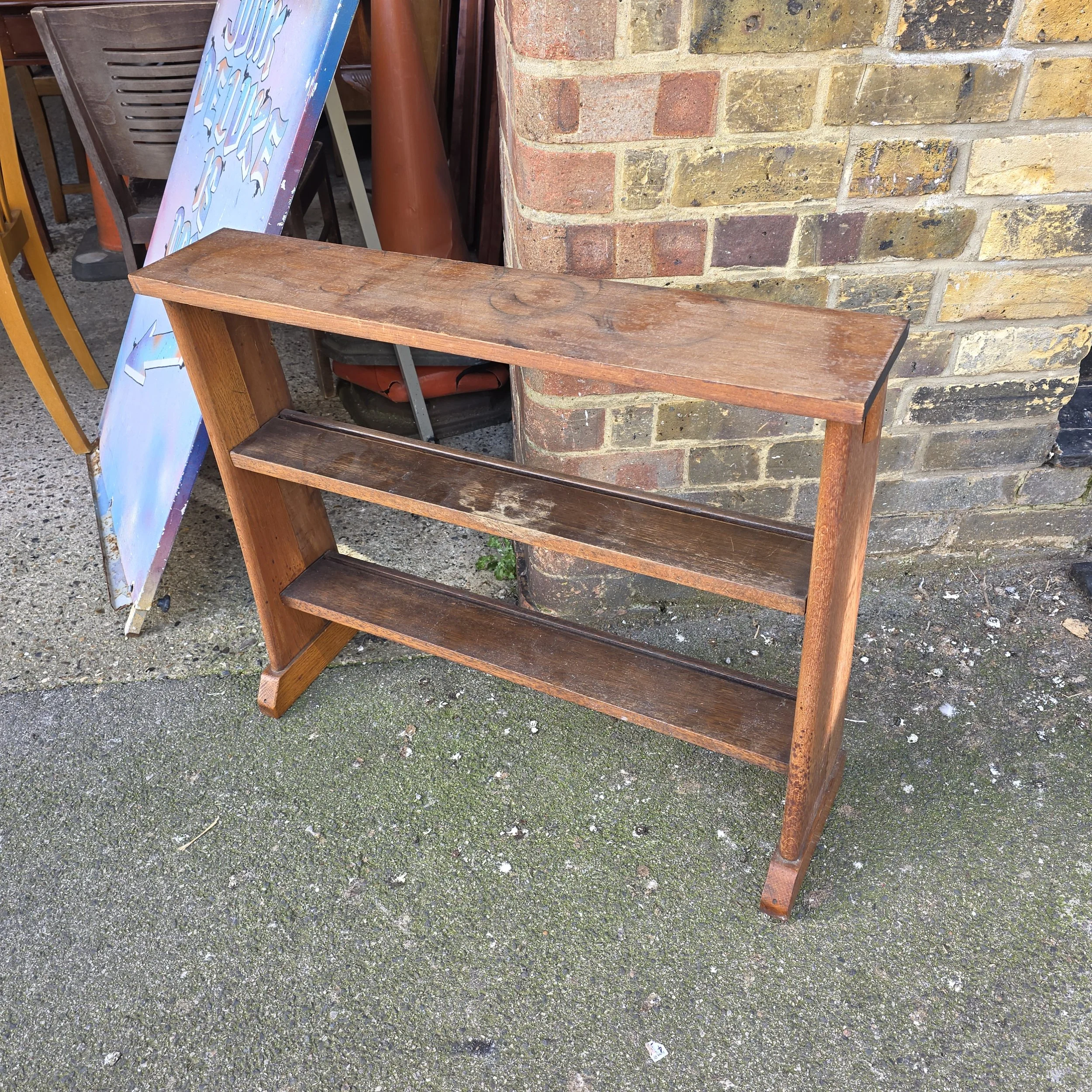 £20 - oak shelving - 84cm wide 23cm deep 68cm high