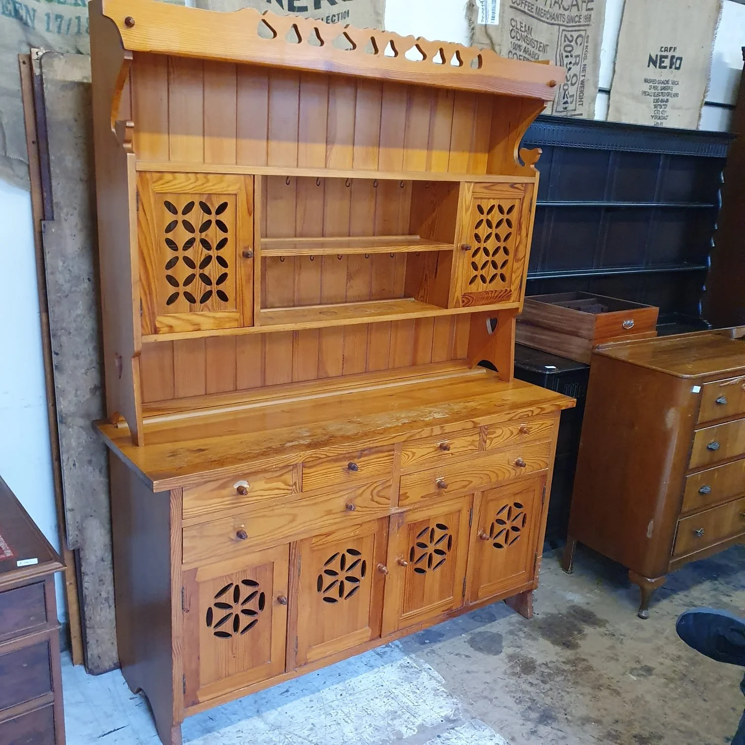 £95 - pine dresser  - 150 cm wide 50cm deep 194cm high
