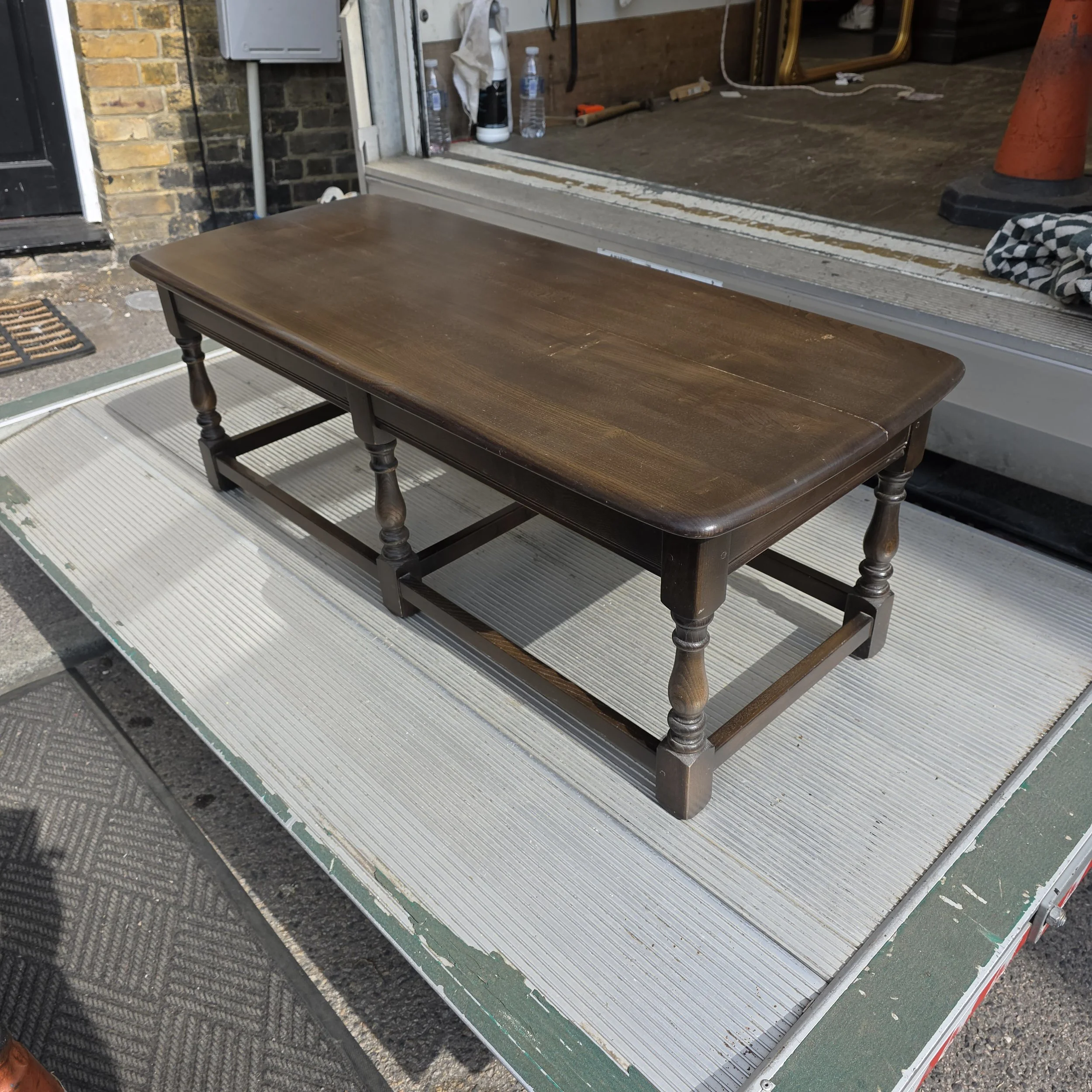 £50 - ercol coffee table - 115cm wide 50cm deep 40cm high - small fault