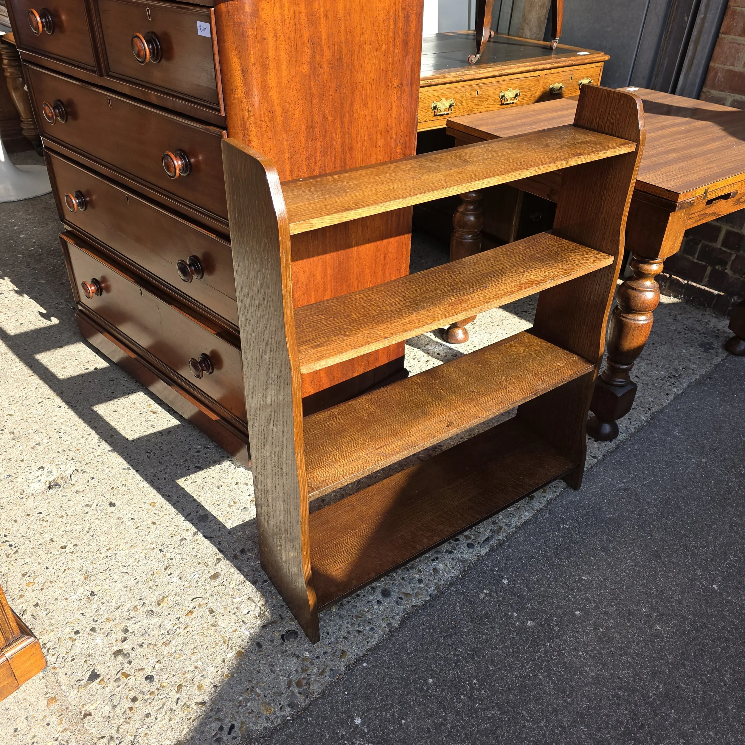 £55 - oak open bookshelf  - 77cm wide 23cm deep 91cm high