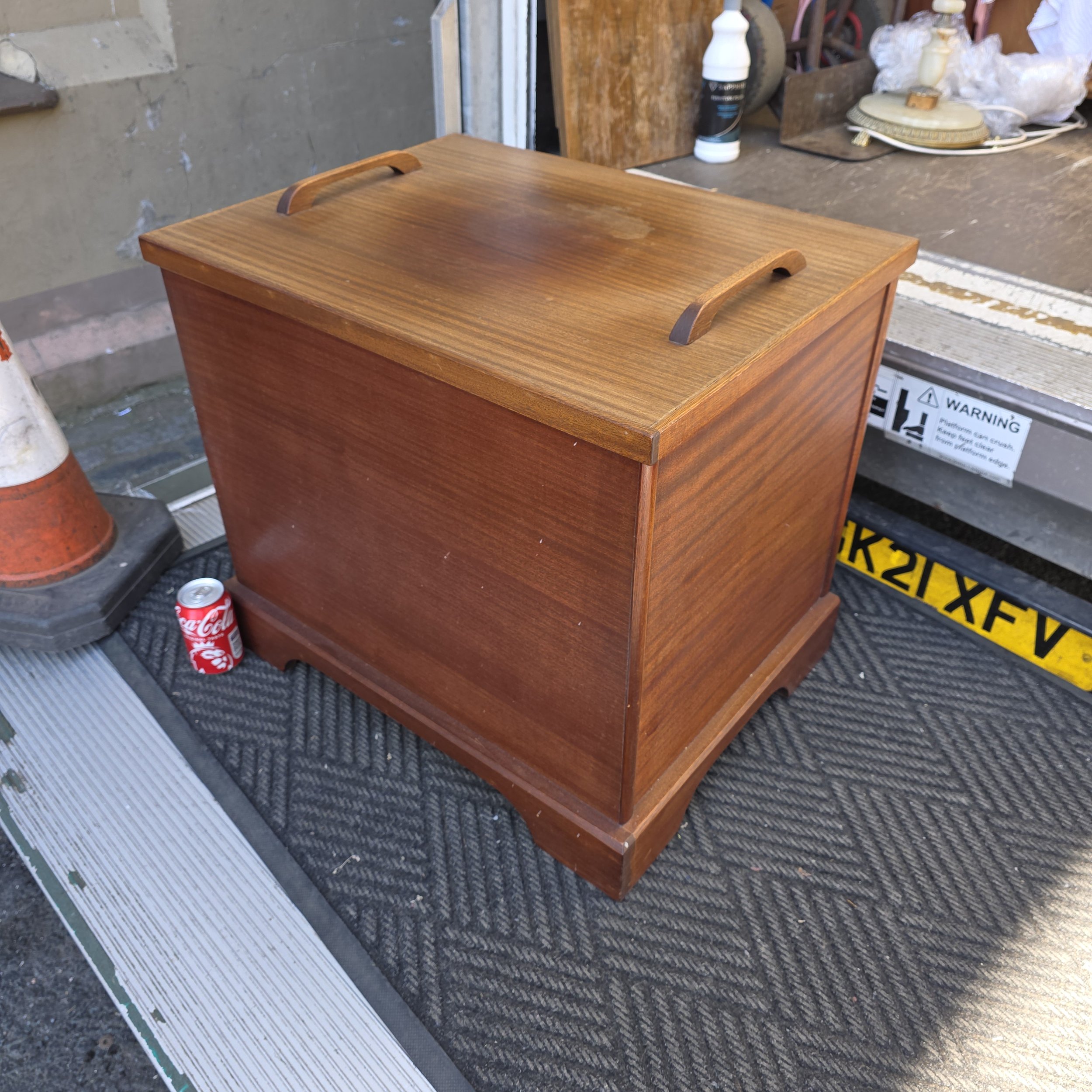 £30 - mahogany storage box - 64cm wide 48cm deep 56cm high