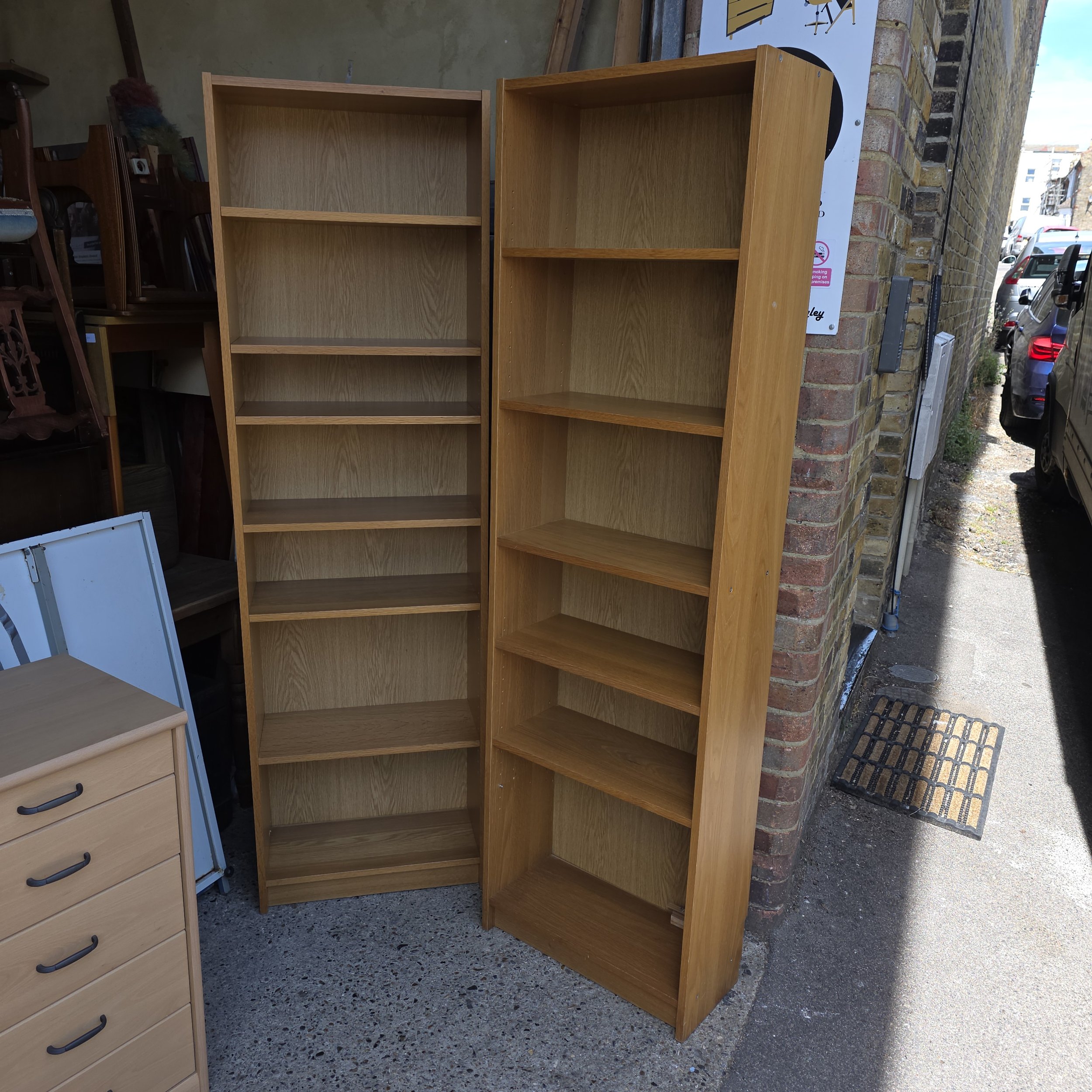 £80 each  - 2 bookcases - 60cm wide 28cm deep 202cm tall