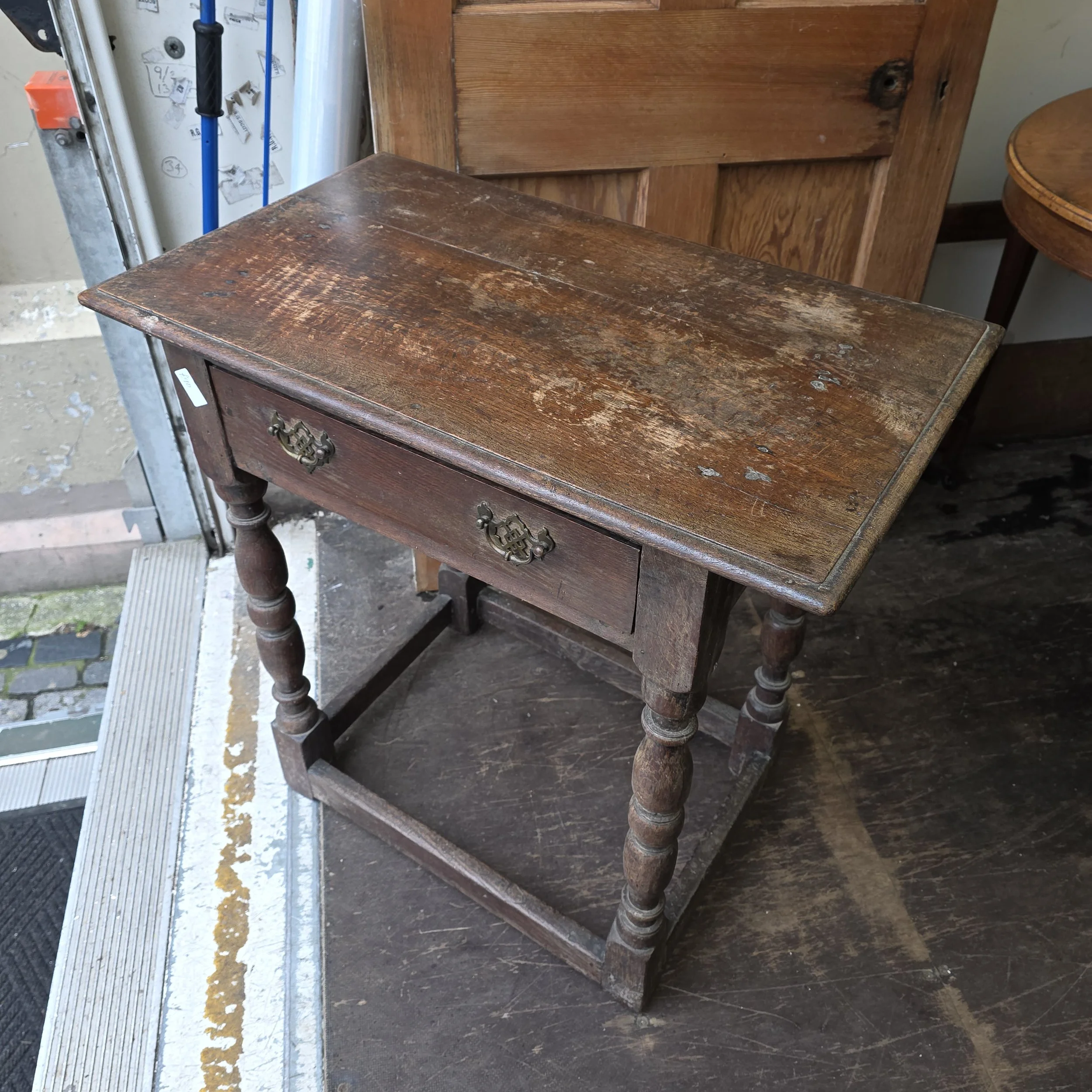 £90 - antique small table with drawer oak -  77cm wide 47cm deep 73cm high