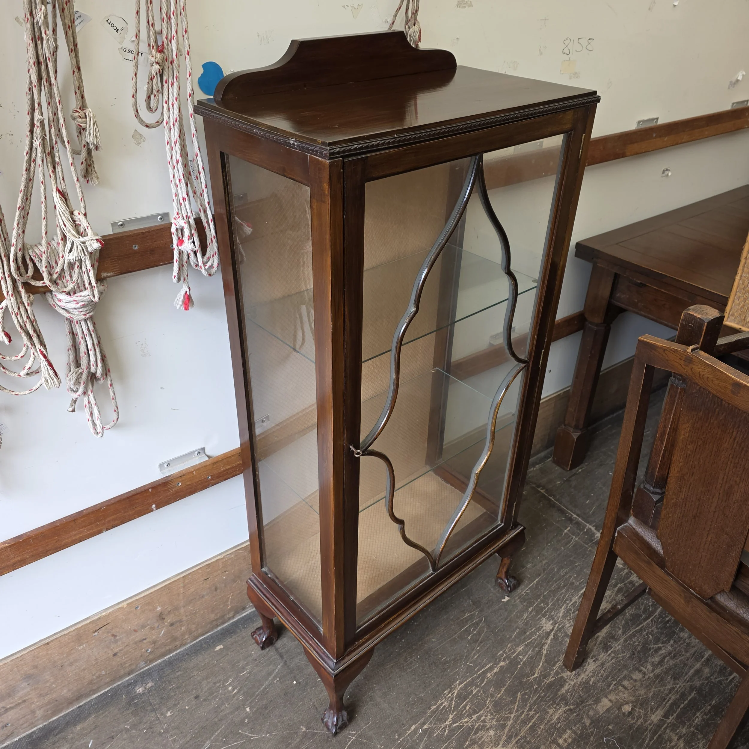 £75 - display cabinet - 58cm wide 31cm deep 130cm high