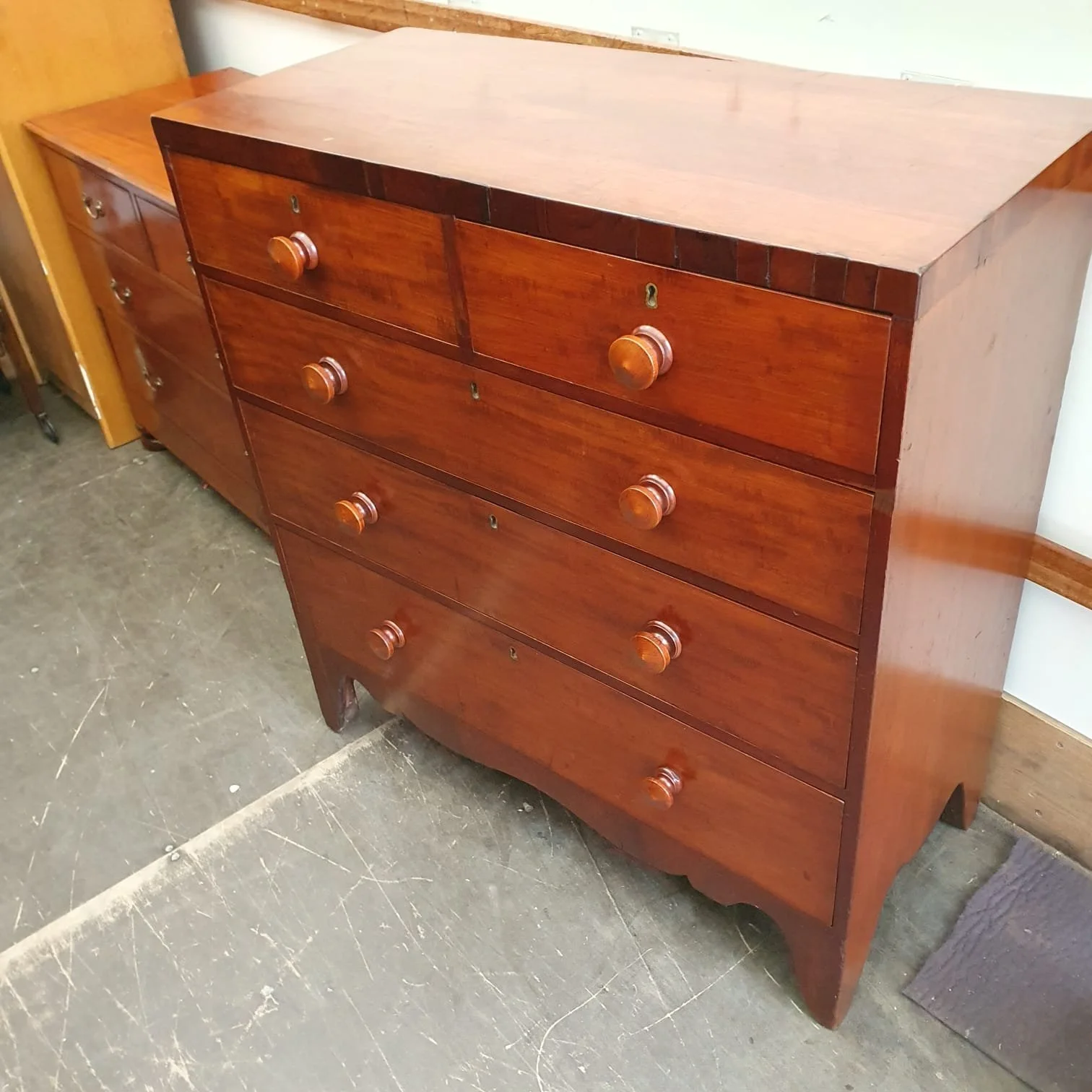 £330 - mahogany antique chest of drawers - 100cm wide 45cm deep 106cm high