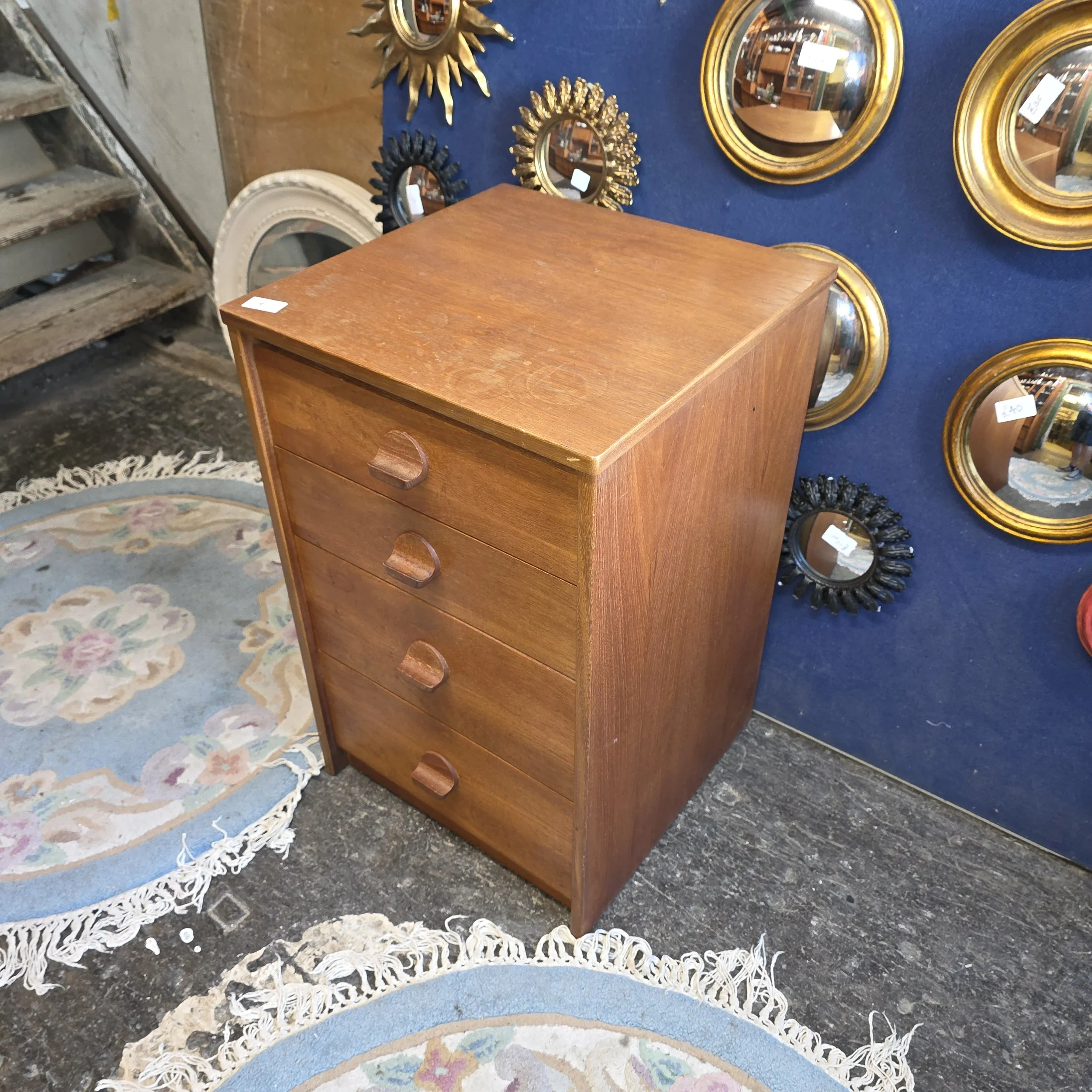 £80 - teak stag bedside chest of drawers - 44cm across 70cm high