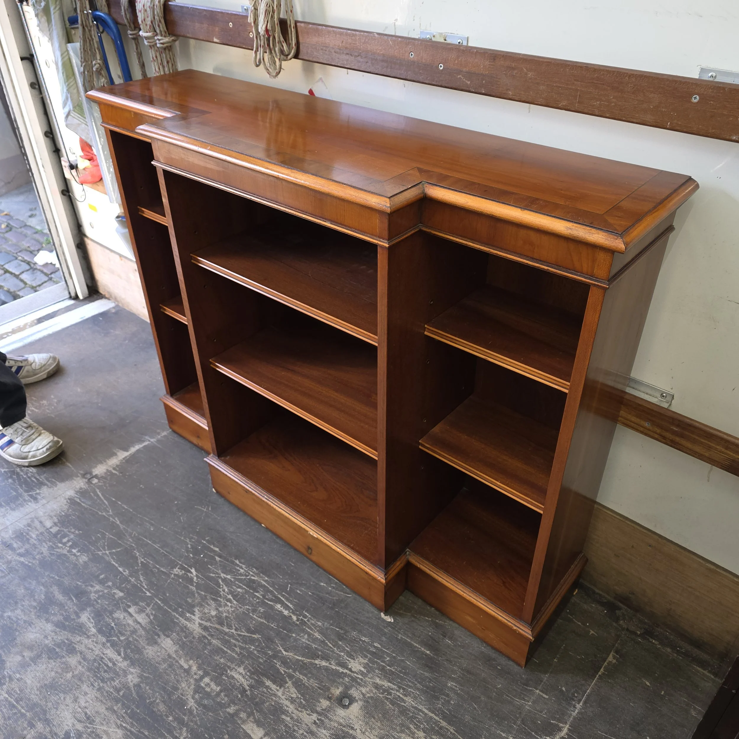 £110 - breakfront bookcase yew   - 113cm wide 33cm deep 91cm high