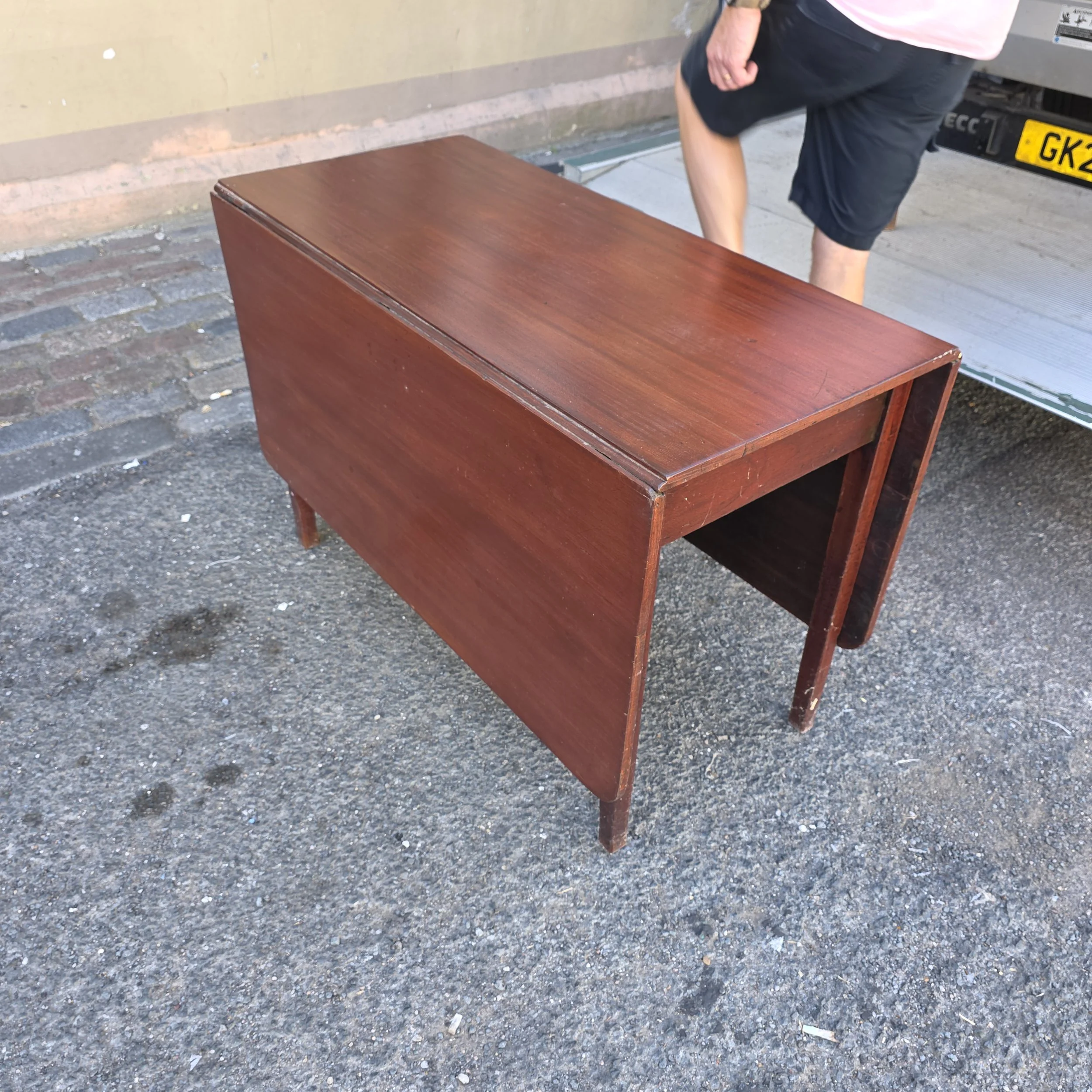 £75 - cottage dinning table antique mahogany - 149cm open 51cm closed 104cm deep 71cm high