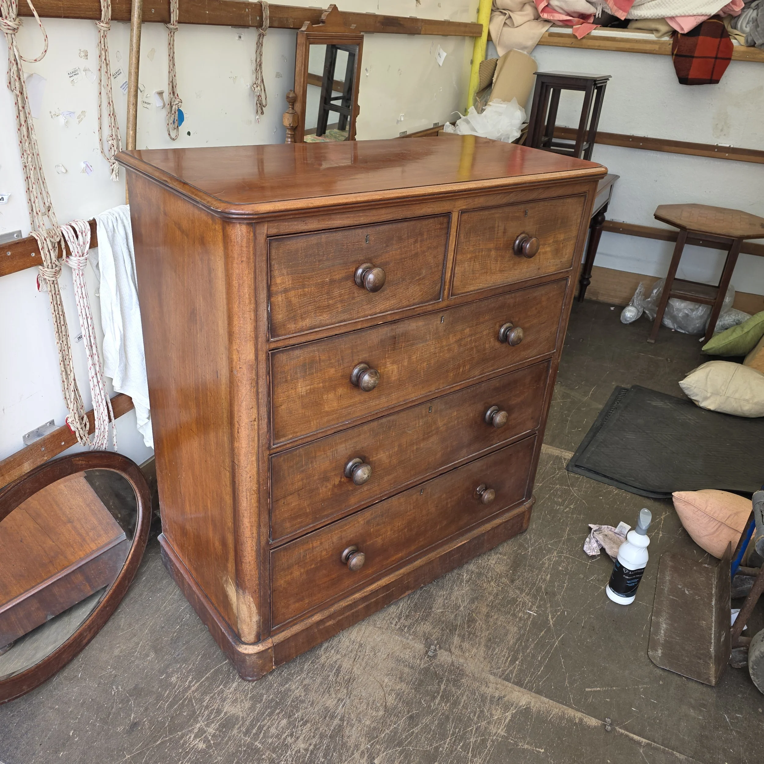 £320  - mahogany antique chest of drawers  - 113cm wide 54cm deep 123cm high