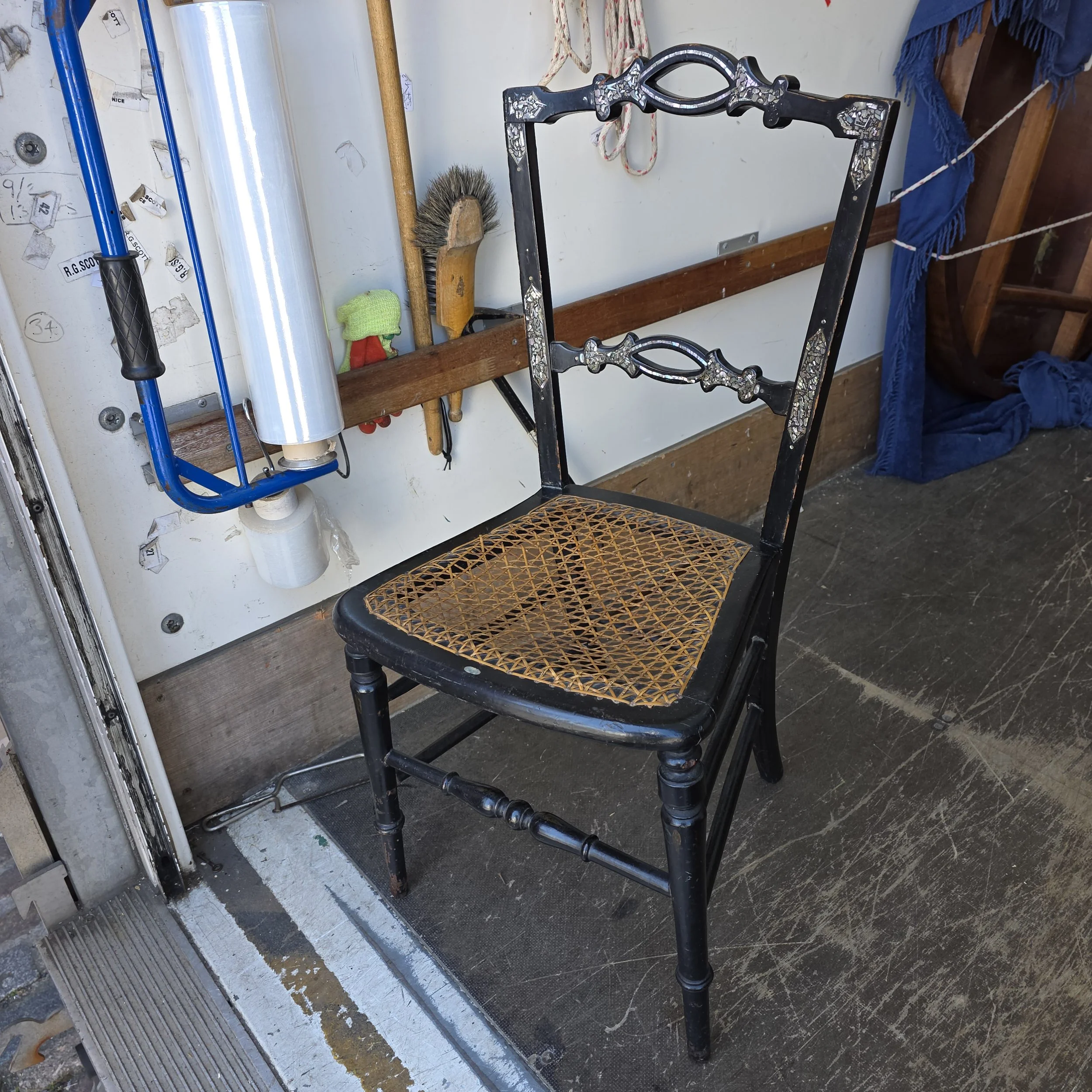 £45 - ebonized  bedroom chair
