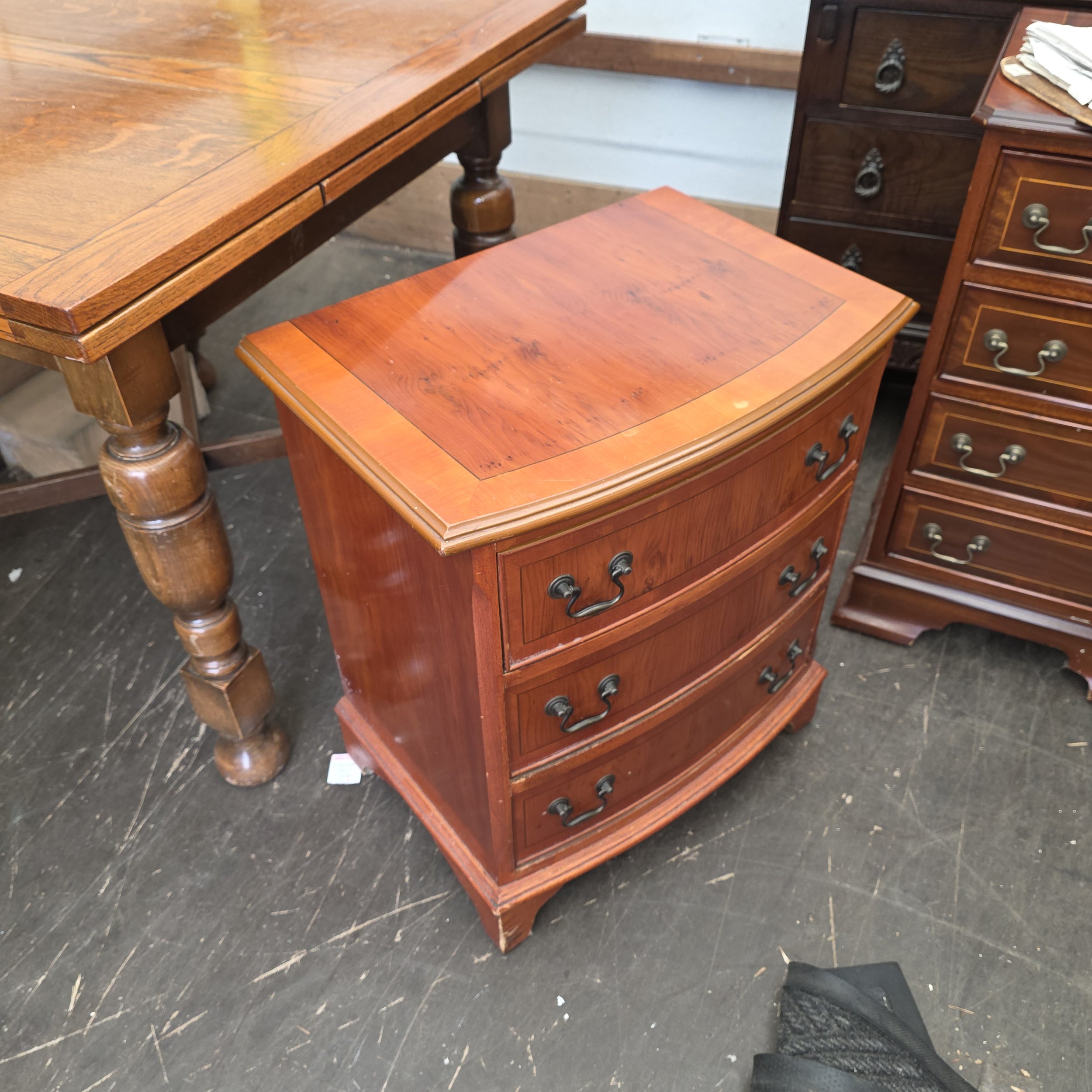 £75 - bow front chest of drawers - 54cm wide 38cm deep 64cm high