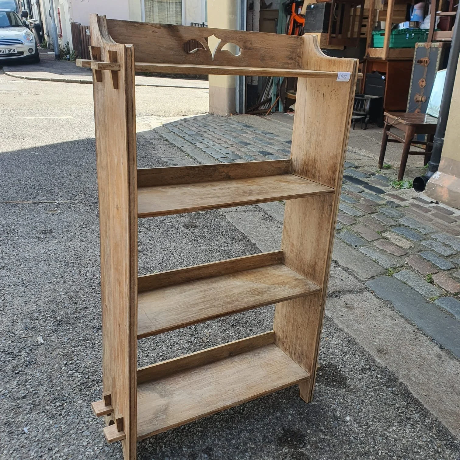 £85 - oak book shelving - 64cm wide 19cm deep 100cm high