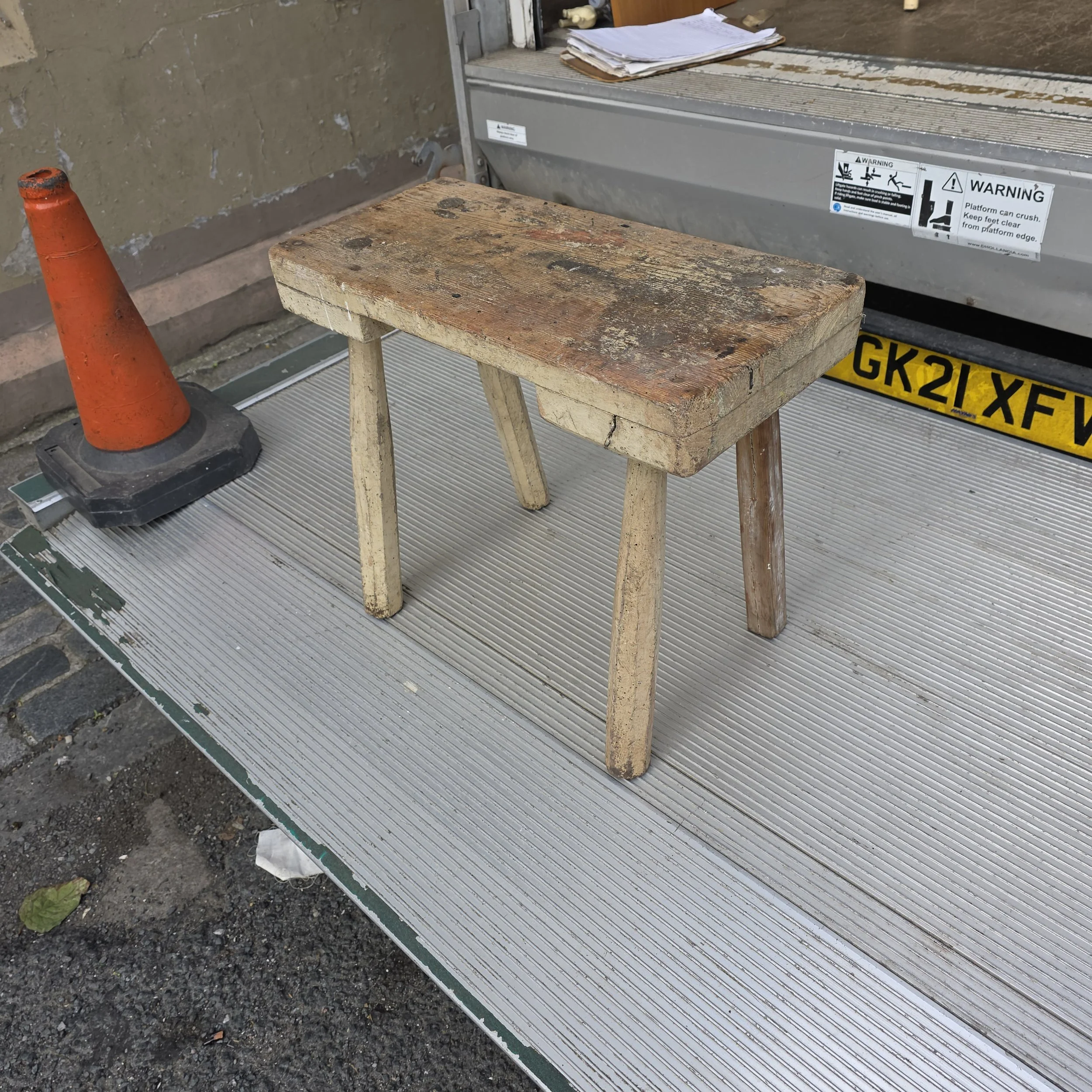£30 - wooden stool -  54cm wide 23cm deep 45cm high -  small fault