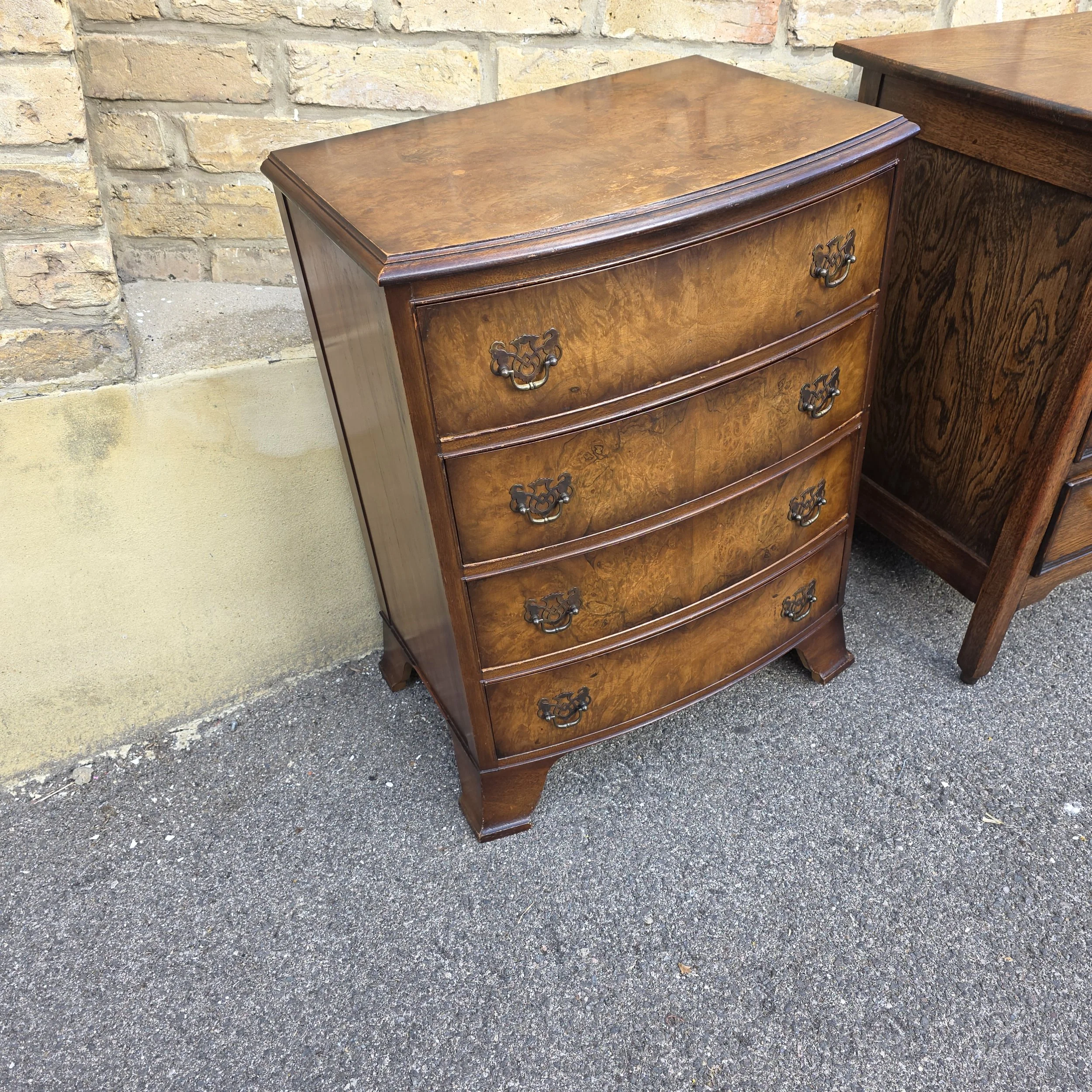 £95  - 4 drawer bow front chest 55cm wide 39cm deep 72cm high