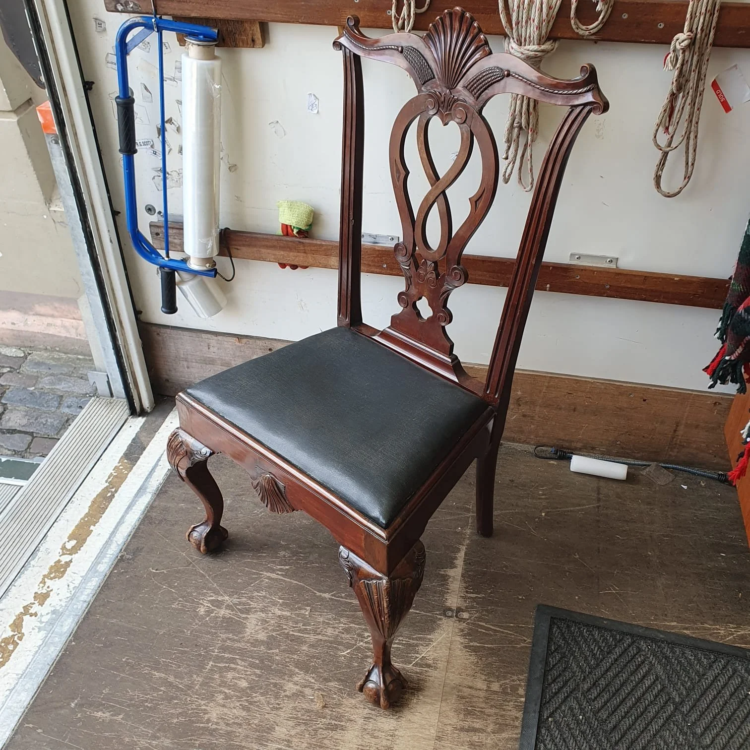 £30 - mahogany chair ball and claw feet