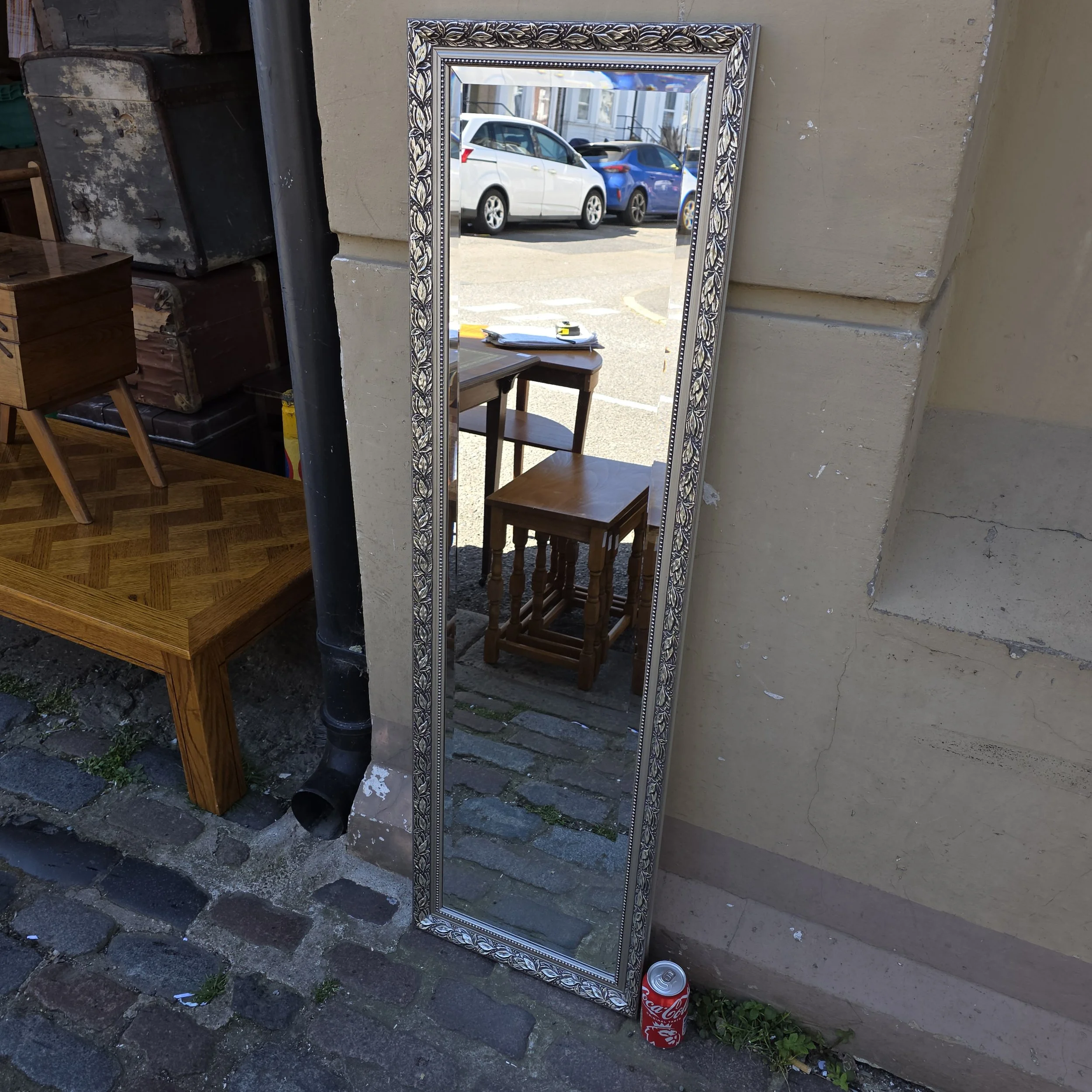 £30 - silver mirror  - 38cm wide 130cm high