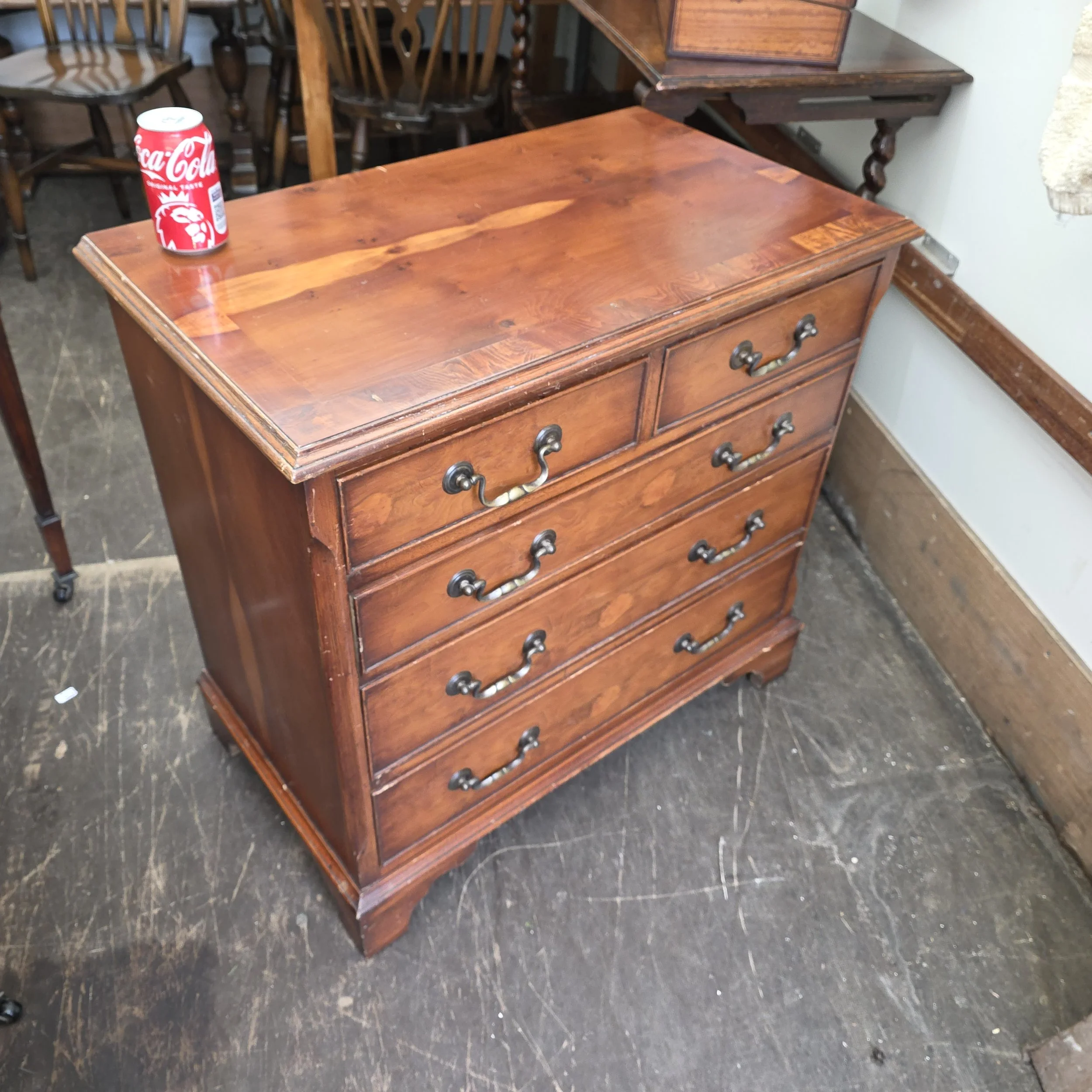 £110 - yew chest of drawers 76cm wide 44cm deep 73cm high