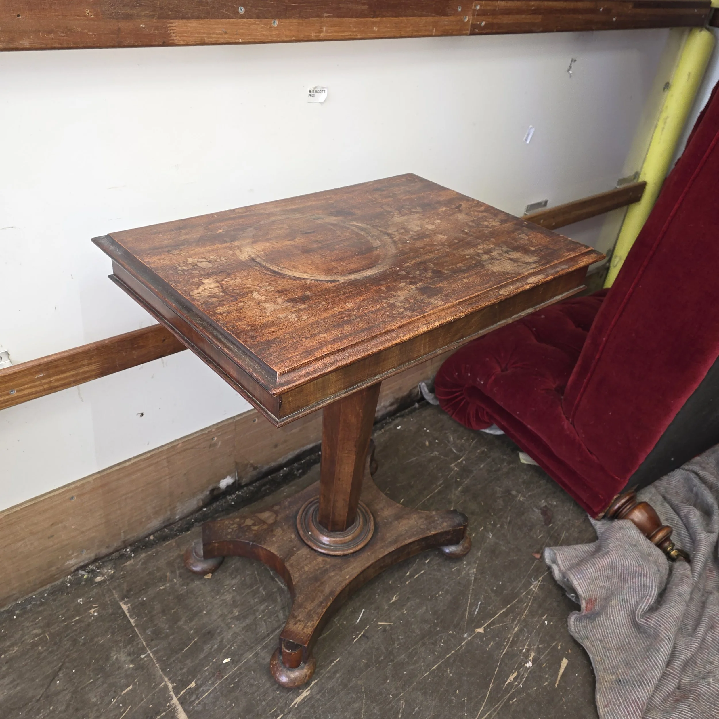 £75 - pedestal table mahogany - 66cm wide 45cm deep 74cm high