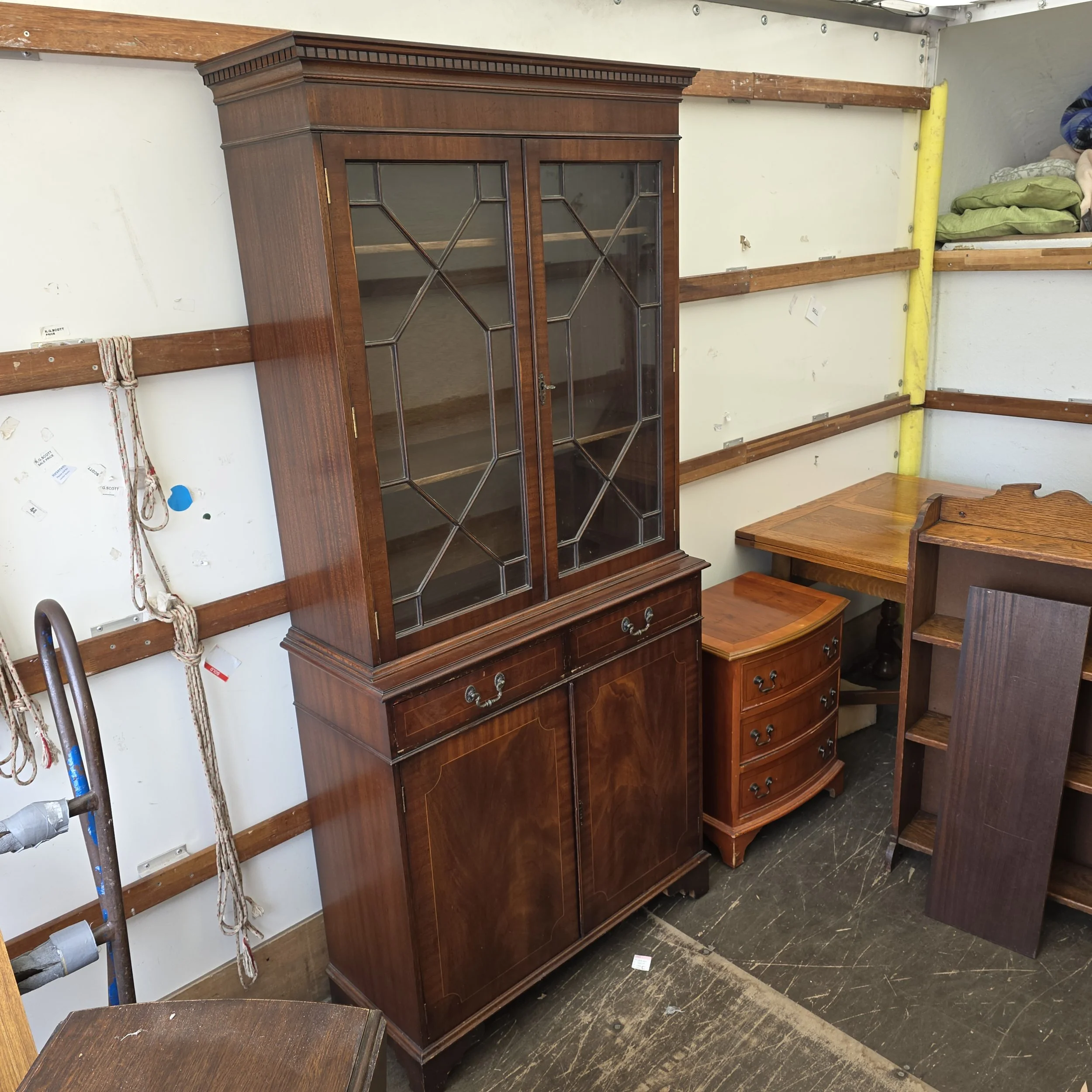 £145 - chiffonier bookcase - 93cm wide 37cm deep 197cm high
