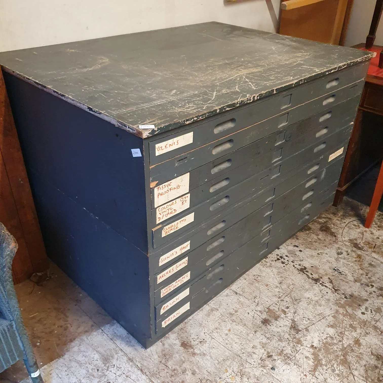 £200 - plan chest - 133cm wide 98cm deep 91cm high