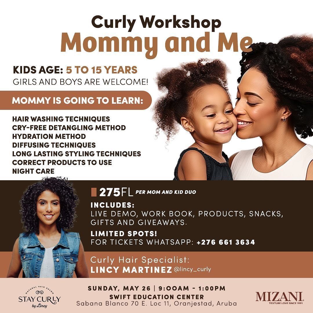 Join us for a special bonding experience at the Curly Workshop: Mommy and Me! Calling all mothers with kids sporting textured hair, Girls and Boys alike. This Sunday, May 26th, from 9:00am to 1:00pm at the Swift Education Center. Limited spots availa