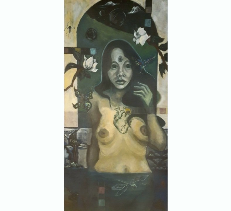 magic in art/ woman in nature painting. stories in painting