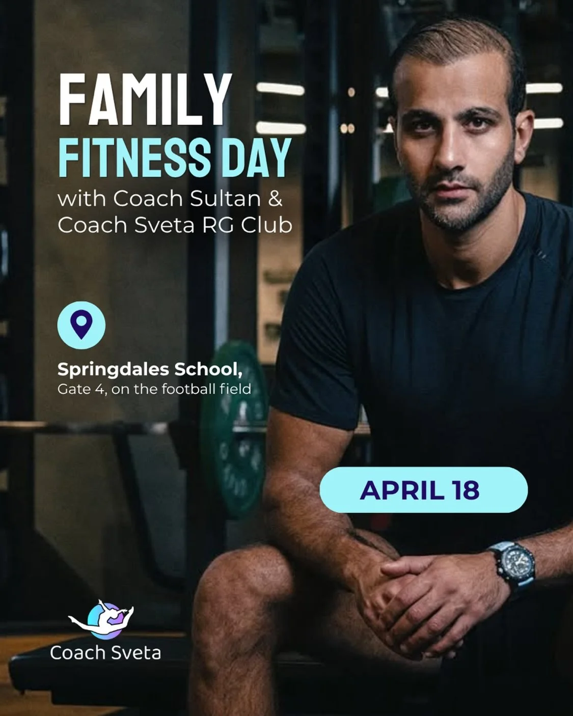 Dear Parents,
We are excited to invite you to our Family Fitness Day with Coach Sultan @msultan_11 and Coach Sveta Rhythmic Gymnastics Club @coach_sveta 

The class is completely free &ndash; both parents and children will train together while having